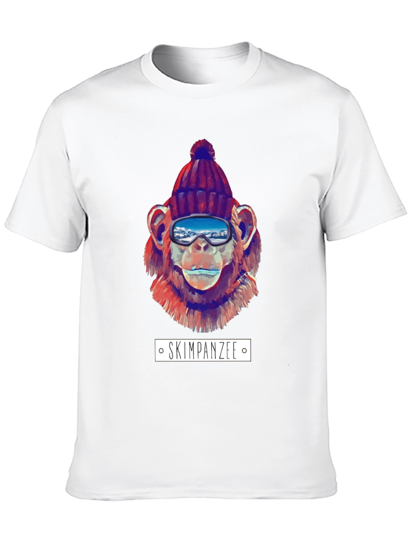 Black Skiing Chimpanzee Graphic T-Shirt view 10