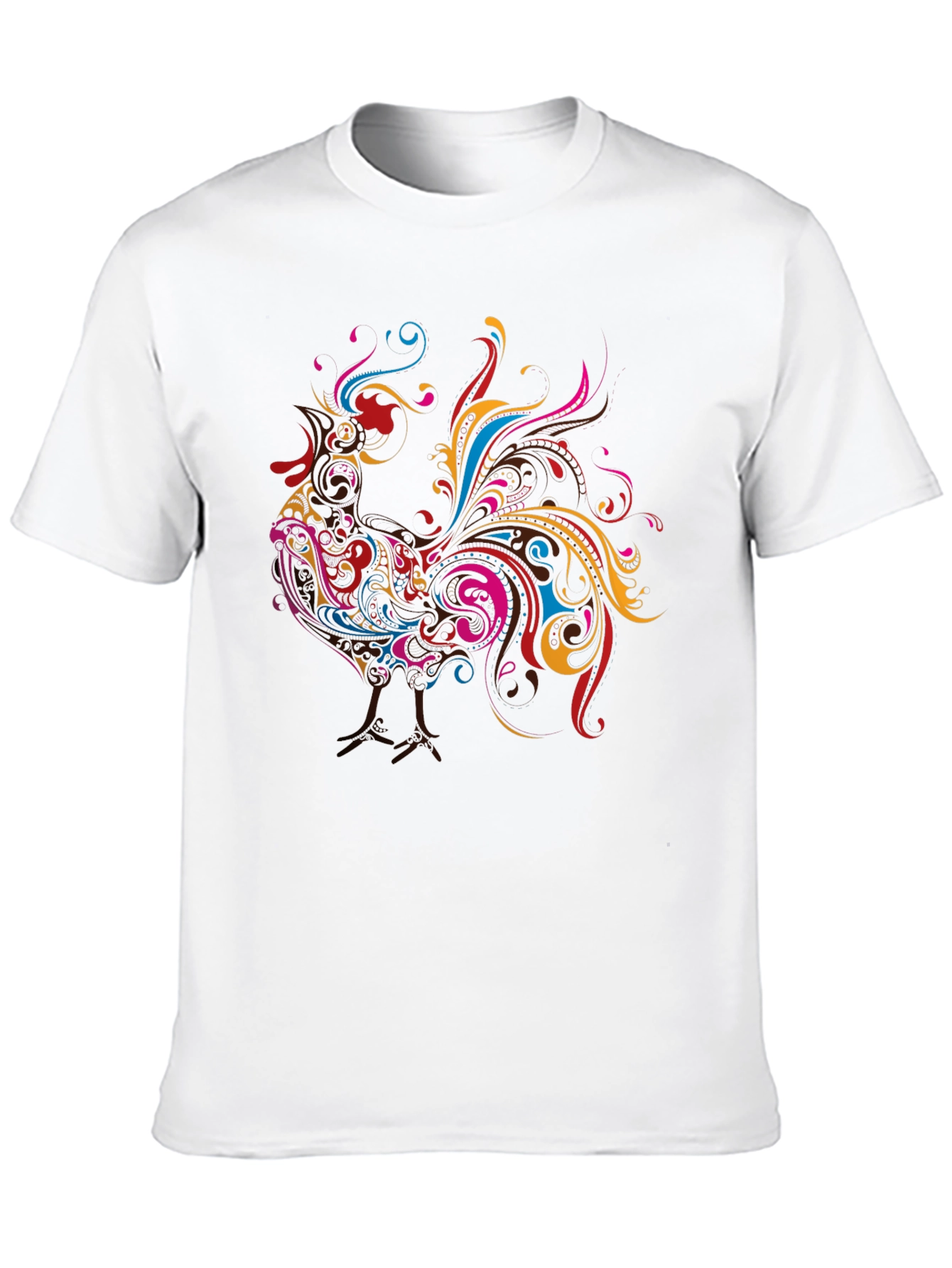 Black Vibrant Rooster Graphic Black T-Shirt view 10