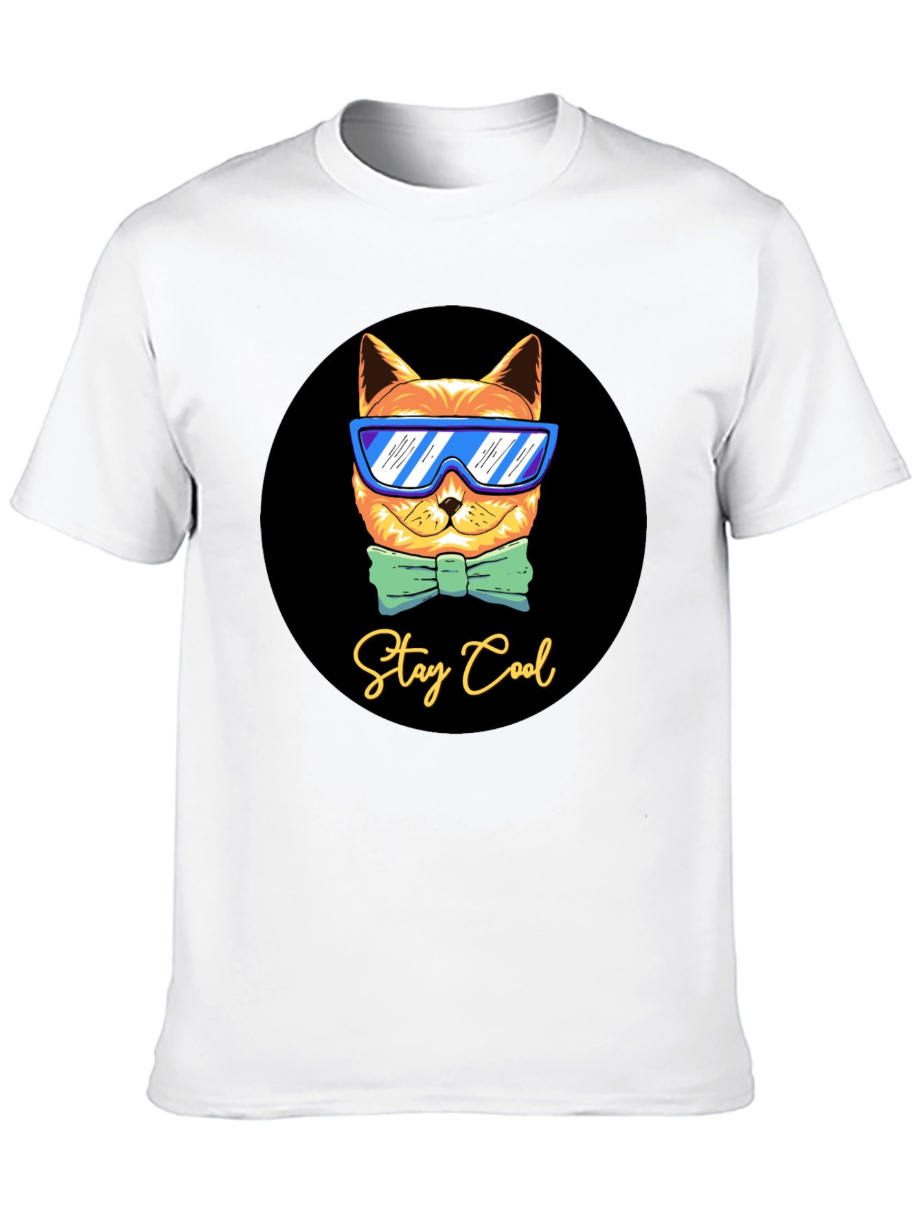 Black Cool Cat Graphic T-Shirt - Stay Cool Design view 10