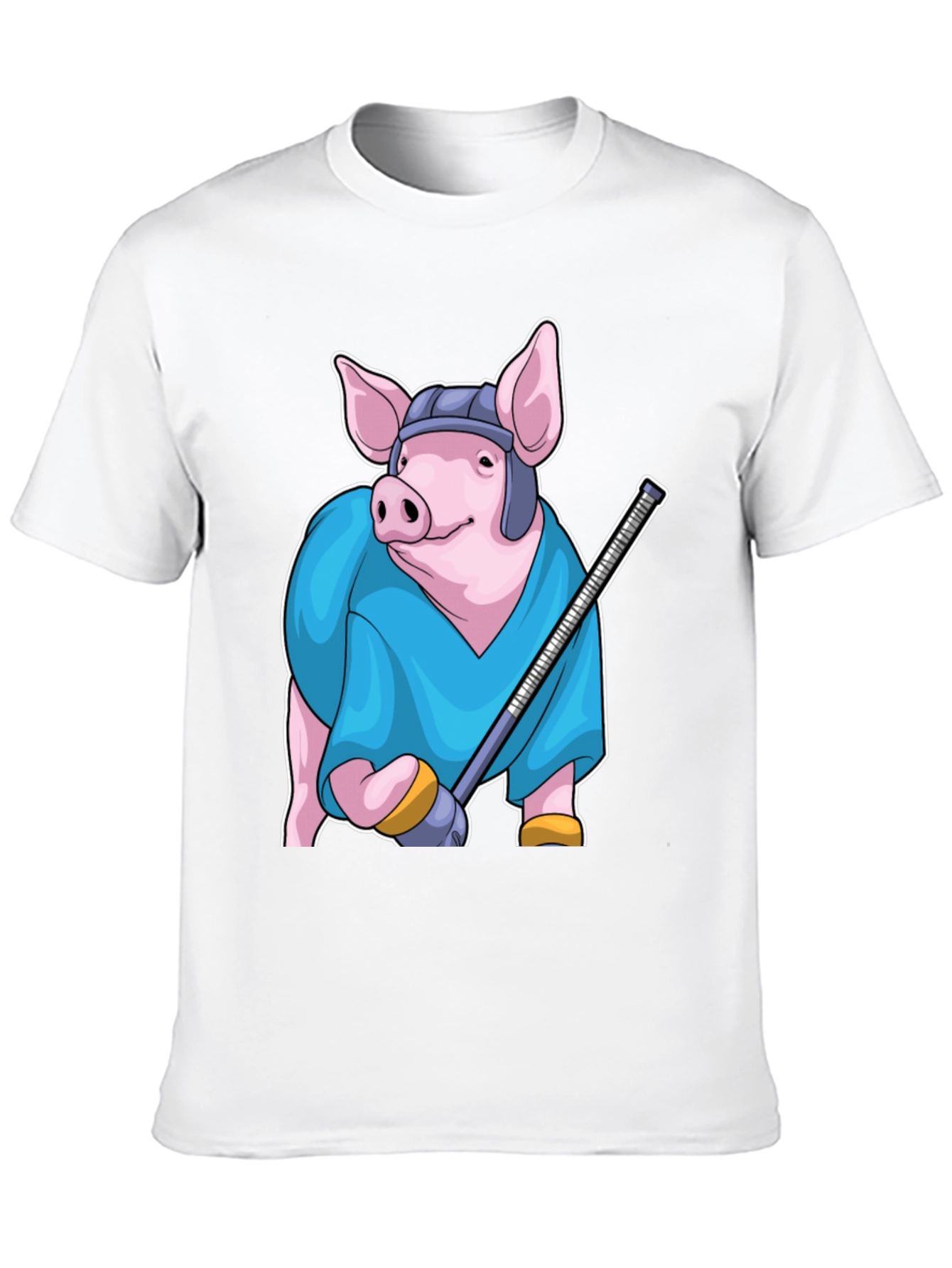 Black Hockey Pig T-Shirt - Funny Animal Sports Tee view 10