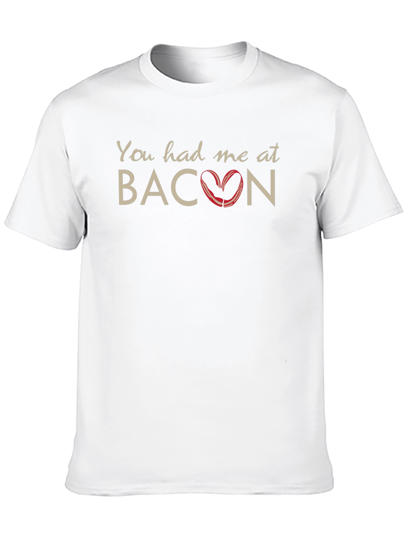 Black Funny Bacon Heart Graphic Men's T-Shirt view 10
