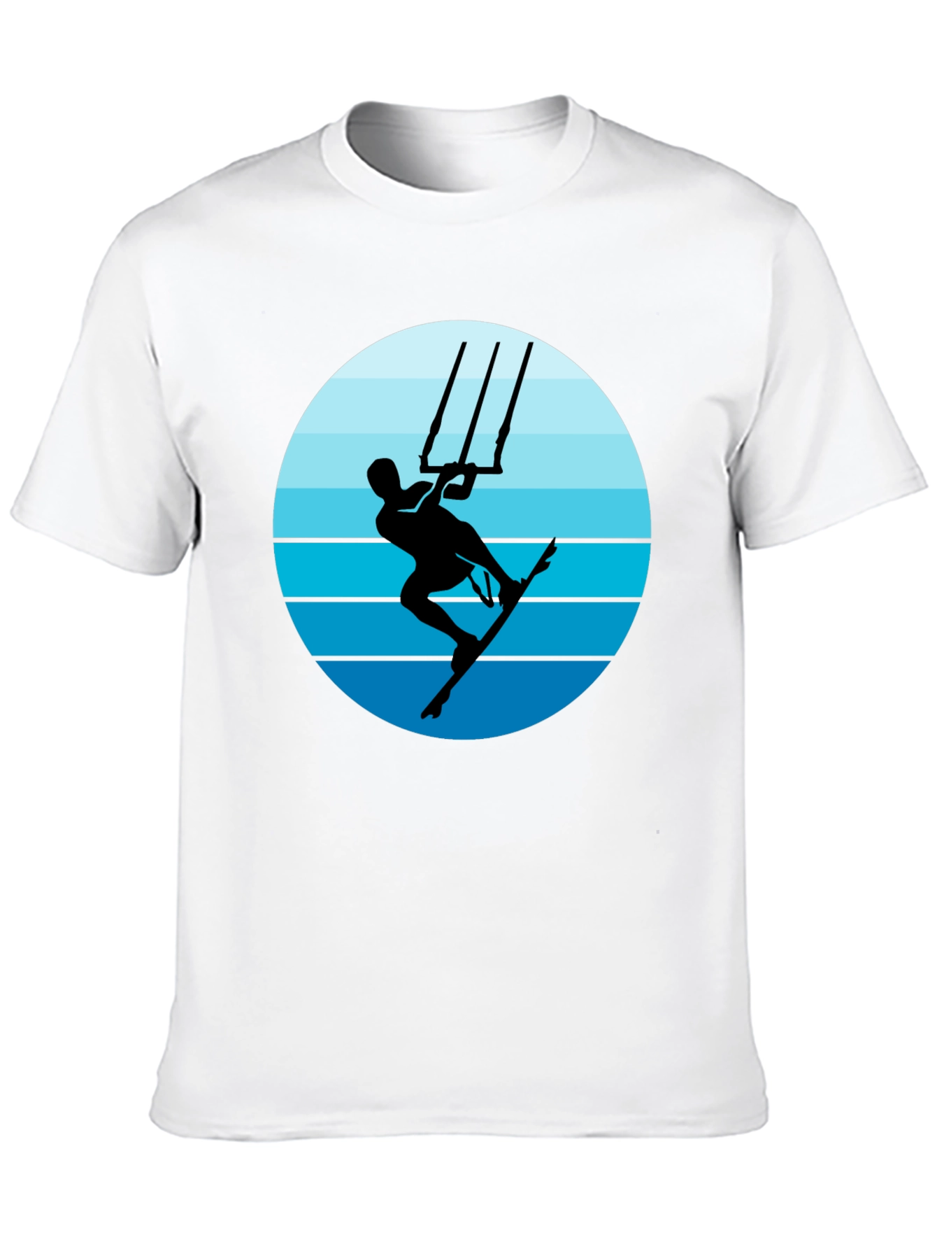 Black Kitesurfing Graphic T-Shirt - Black Cotton Tee view 10