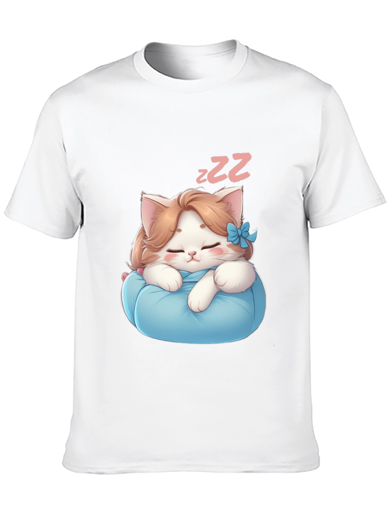 Black Cute Sleeping Kitten Black T-Shirt view 10