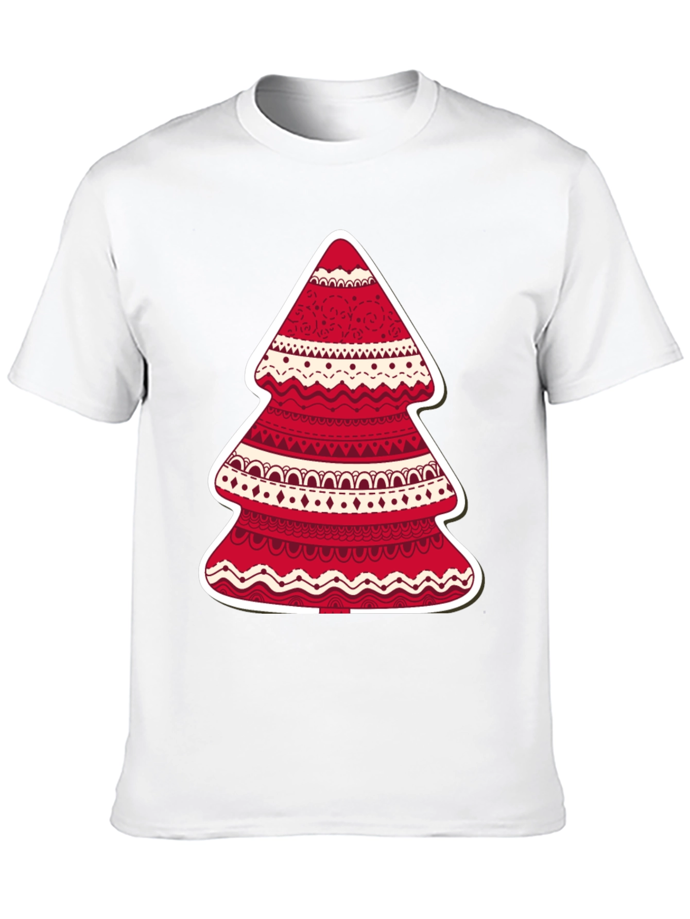 Festive Holiday Tree Graphic Tee - Red & White Design - 10