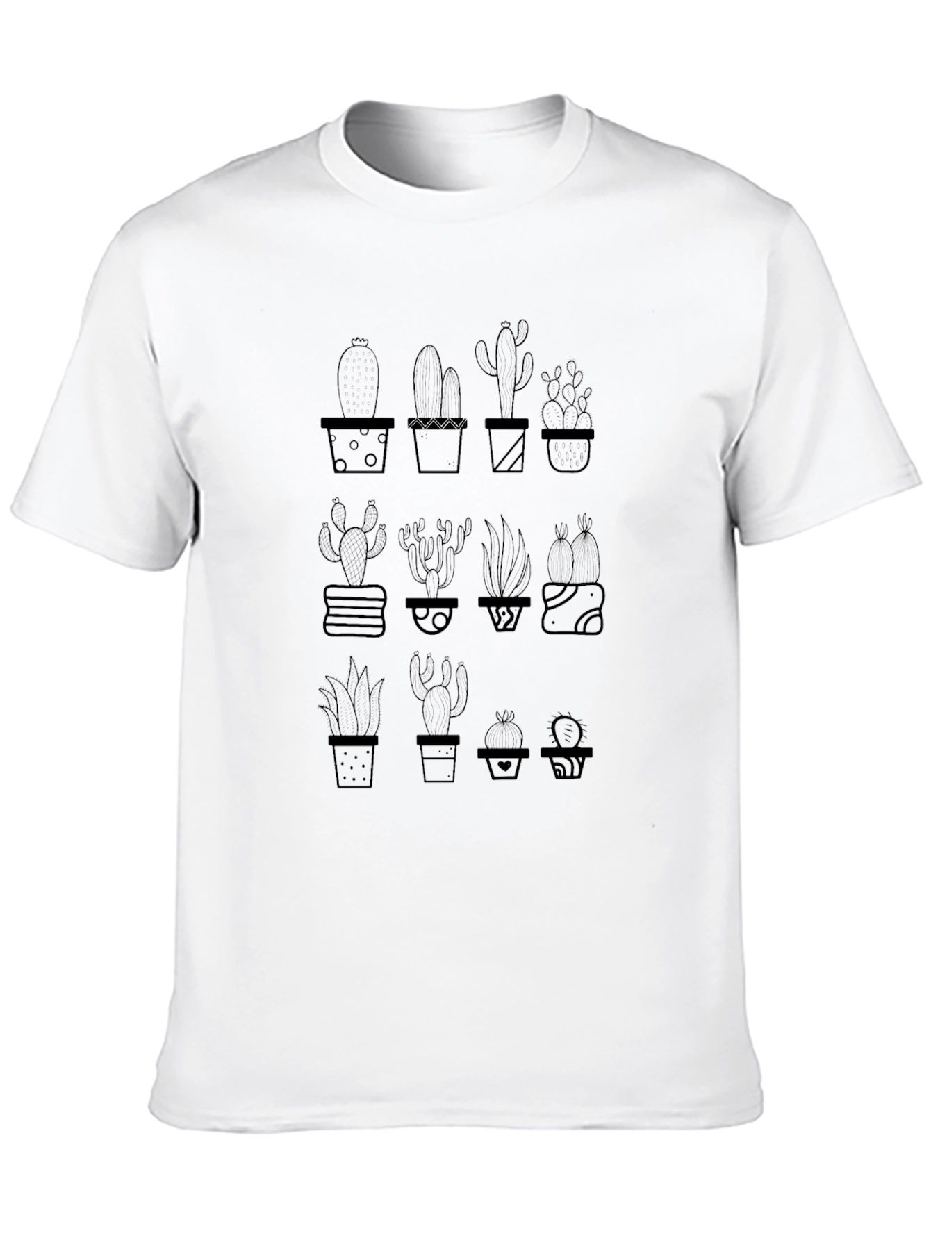 Black Cactus Plant Graphic Tee - Black Unisex T-Shirt view 10