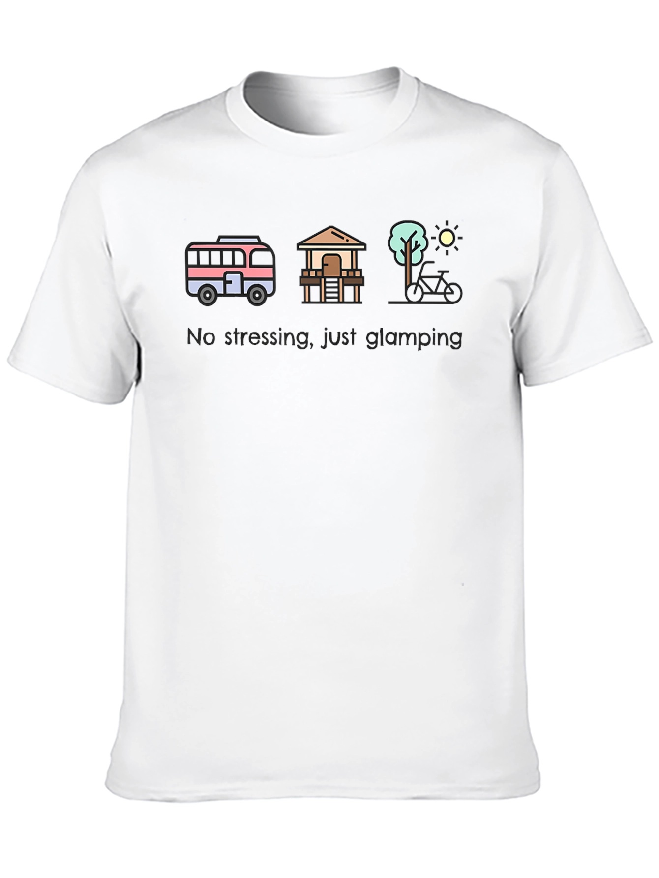 Black Glamping Lifestyle T-Shirt - No Stressing, Just Glamping! view 10