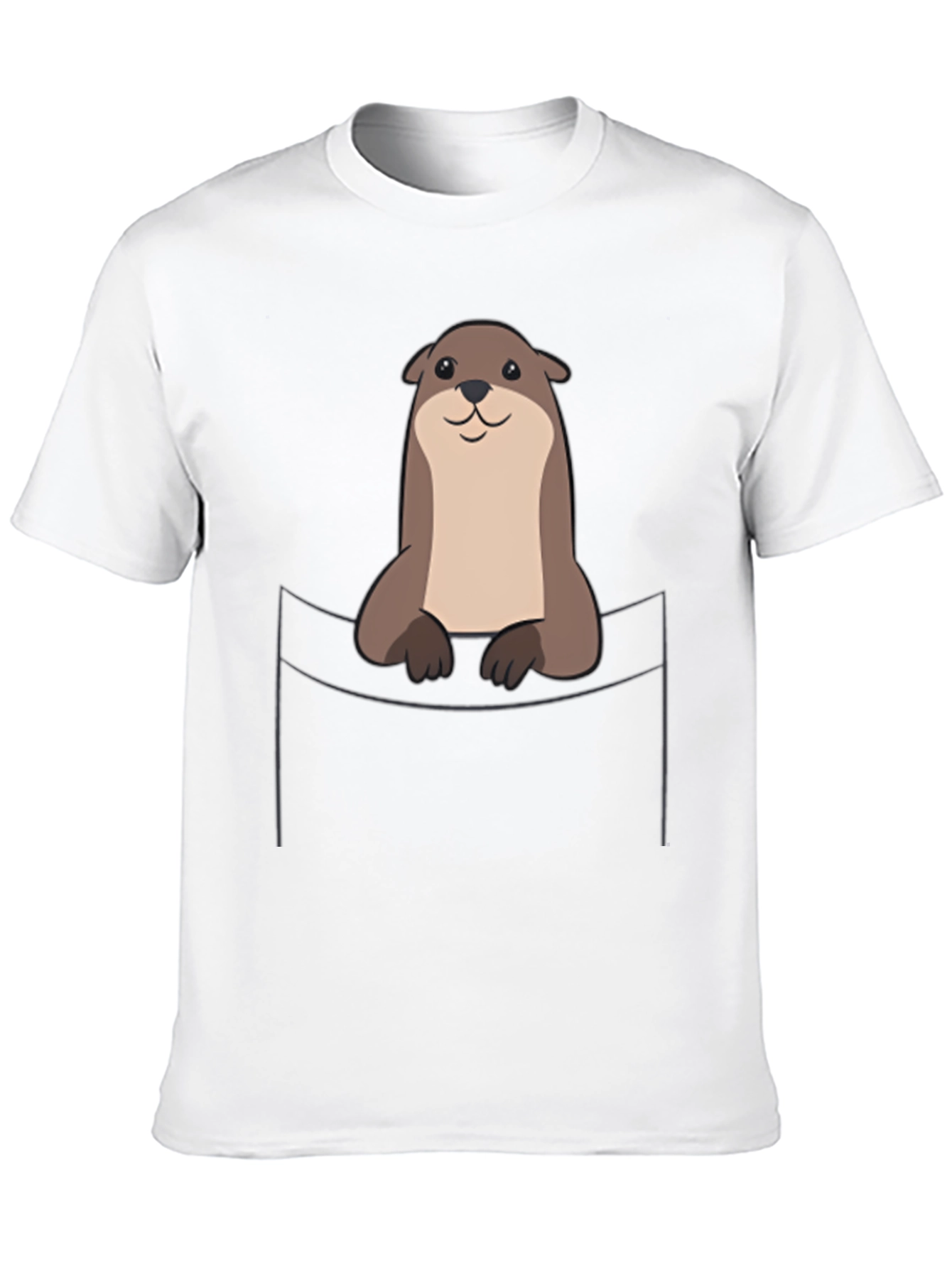Black Otter Pocket T-Shirt - Cute Animal Graphic Tee view 10
