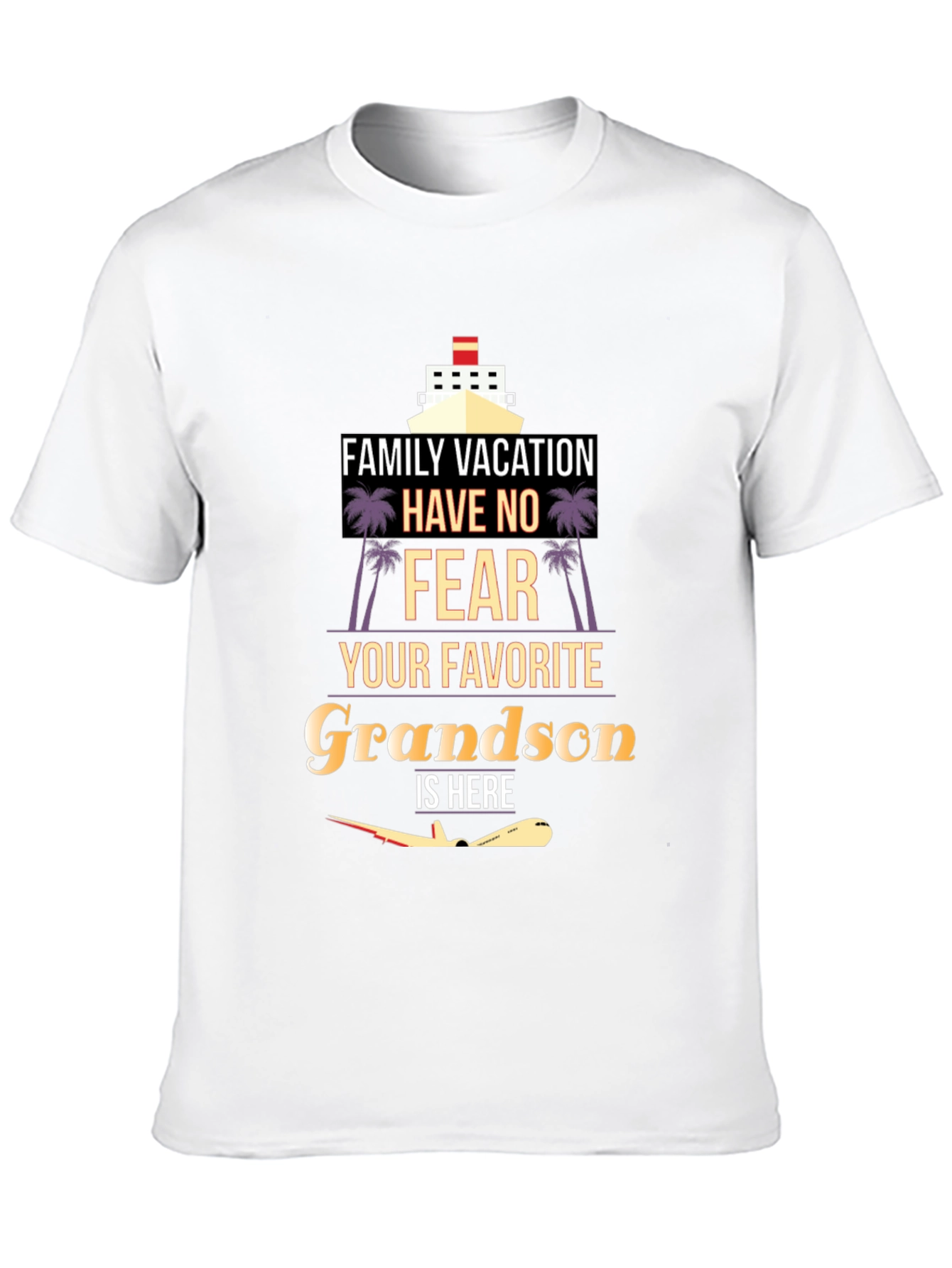 Black Family Vacation Grandson T-Shirt - Cruise & Plane Design view 10