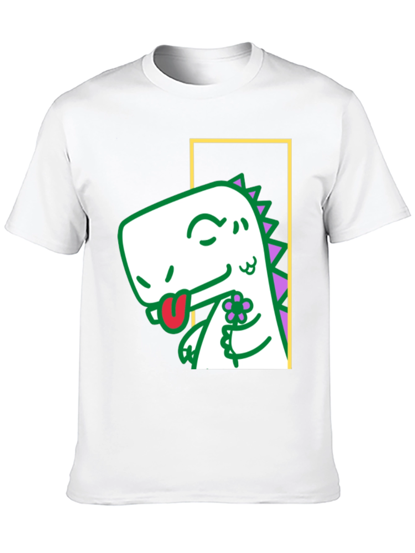 Black Dinosaur Holding Flower Graphic Tee view 10
