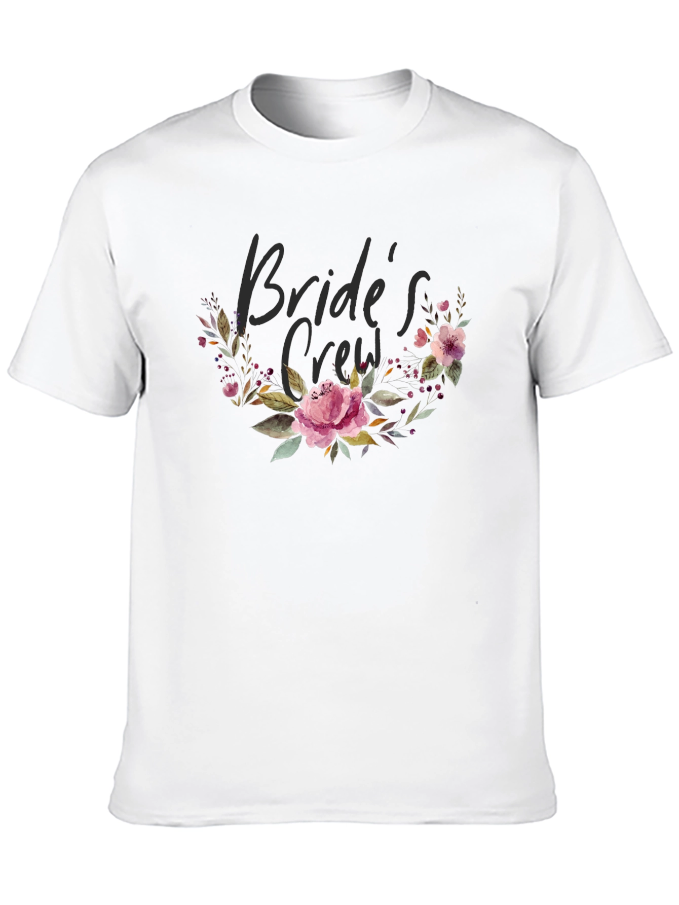 Bride's Crew Floral Black T-Shirt - 10