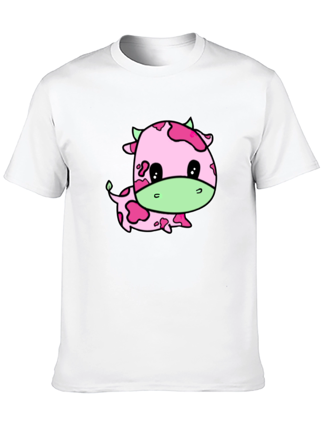 Black Cute Pink Cow Graphic Tee view 10