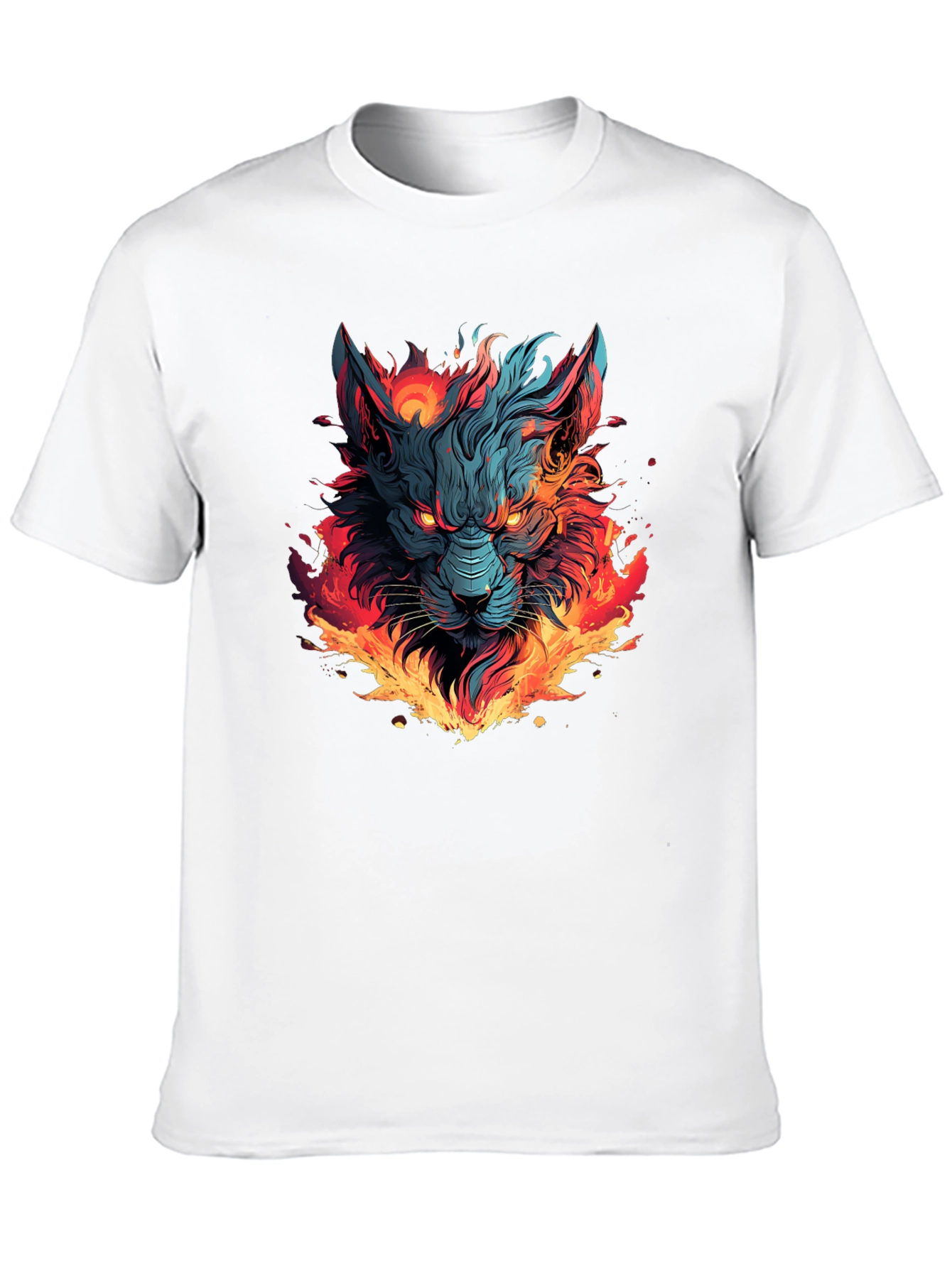 Black Fiery Wolf Graphic T-Shirt - Bold Black Tee view 10