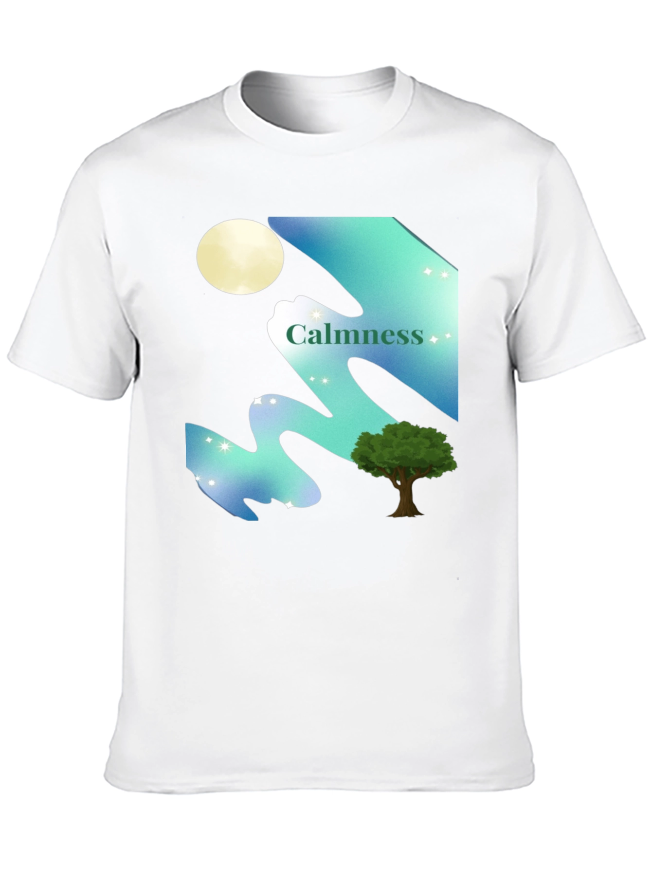 Black Calmness Night Scene Graphic T-Shirt - Black view 10