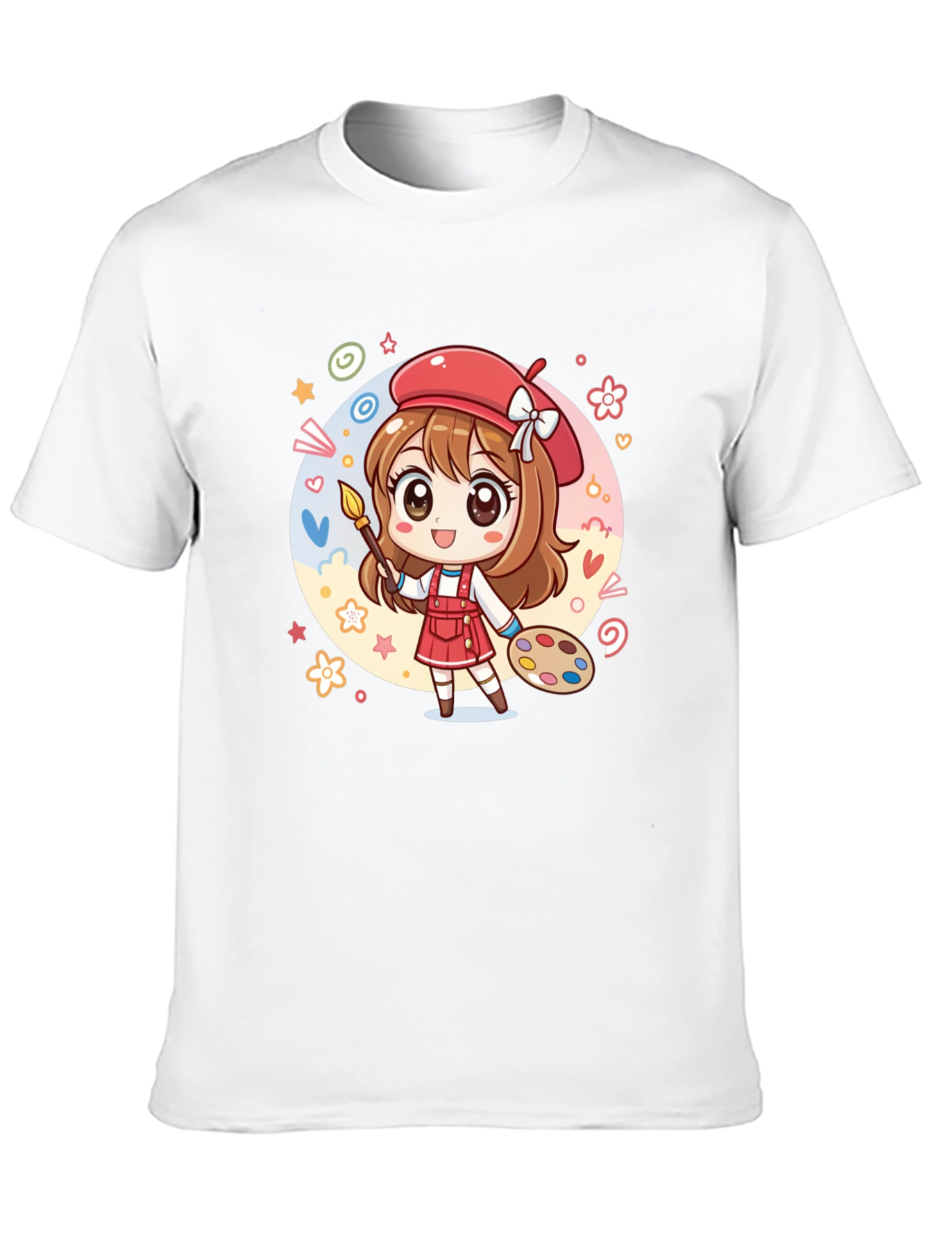 Black Cute Anime Artist Graphic T-Shirt view 10