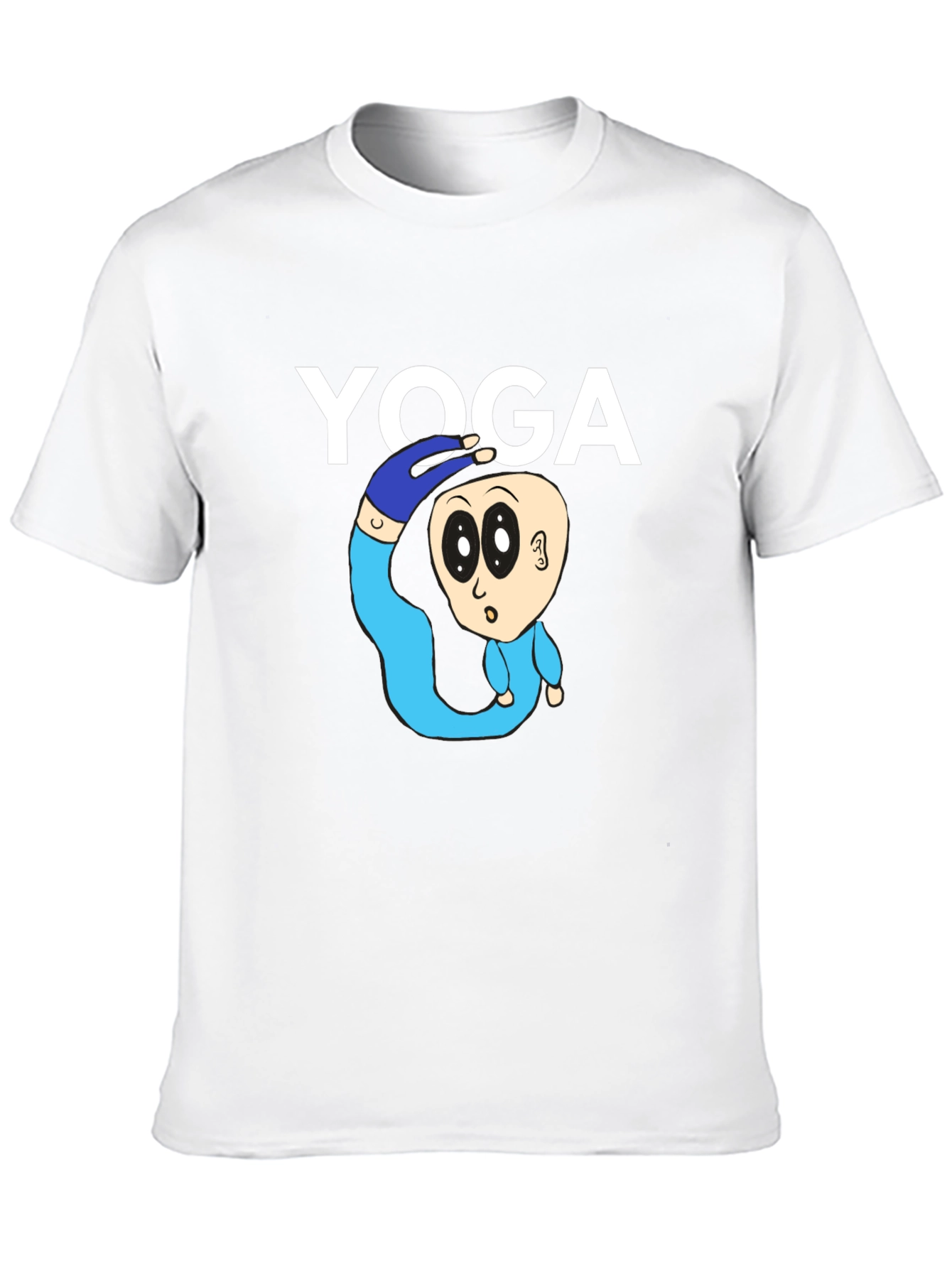 Black Yoga Cartoon Graphic Tee - Black Cotton Blend view 10