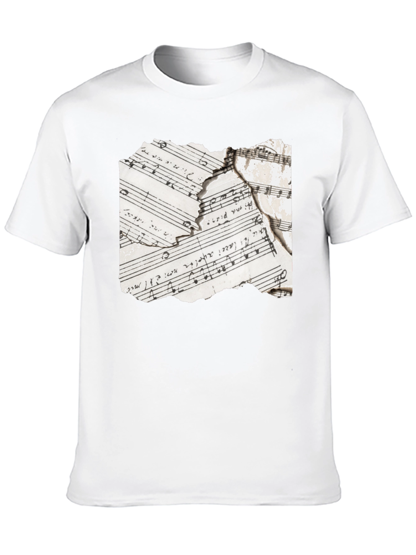 Black Torn Music Sheet Graphic Tee - Black Cotton Blend view 10