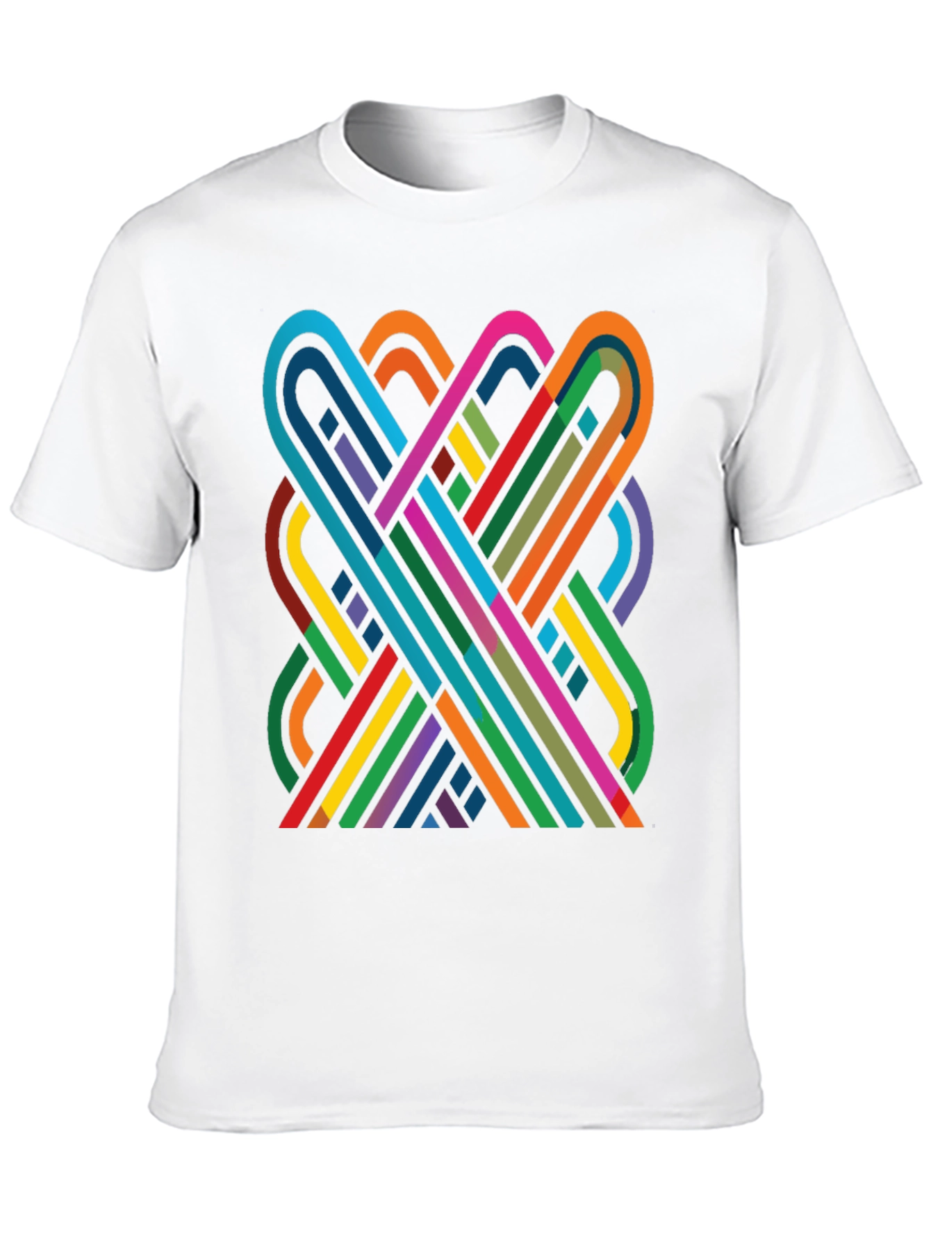 Black Geometric Ribbon Design Black Cotton T-Shirt view 10