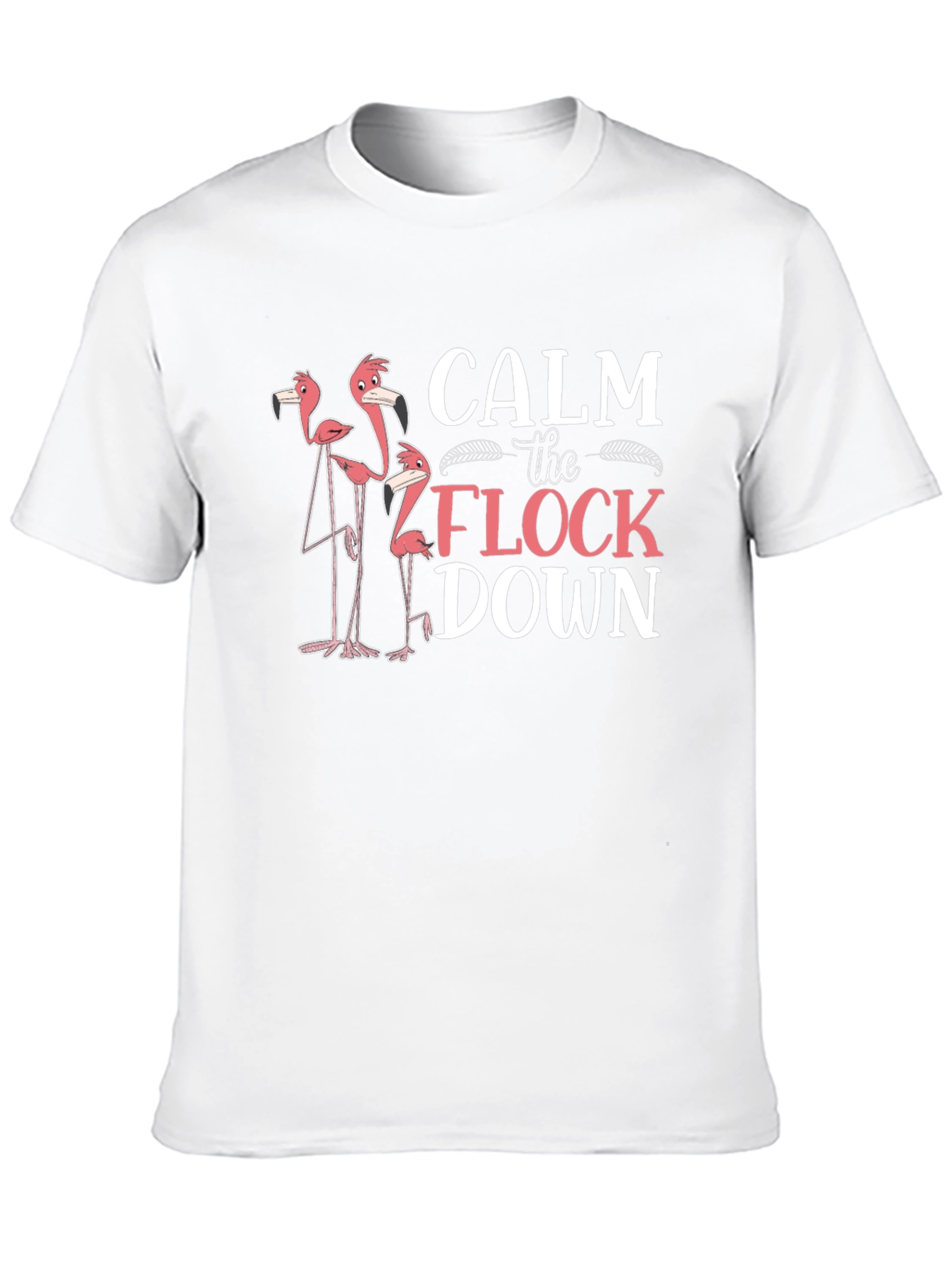 Black Calm the Flock Down Flamingo Graphic T-Shirt view 10