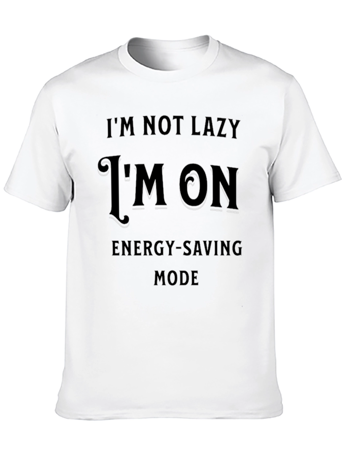 Black Funny Energy-Saving Mode Graphic Tee for Men view 10