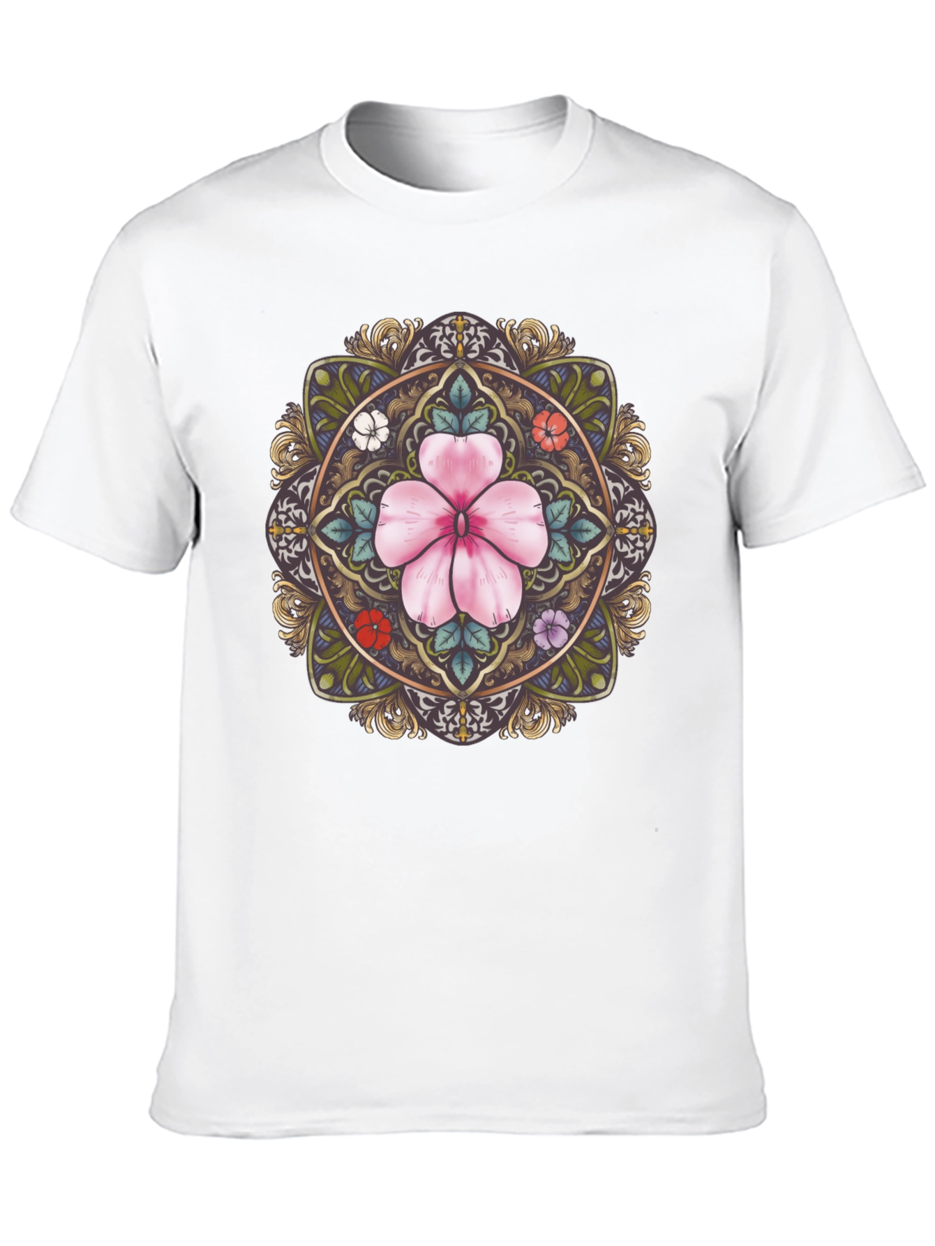 Black Floral Mandala Graphic Tee - Stylish Black T-Shirt view 10