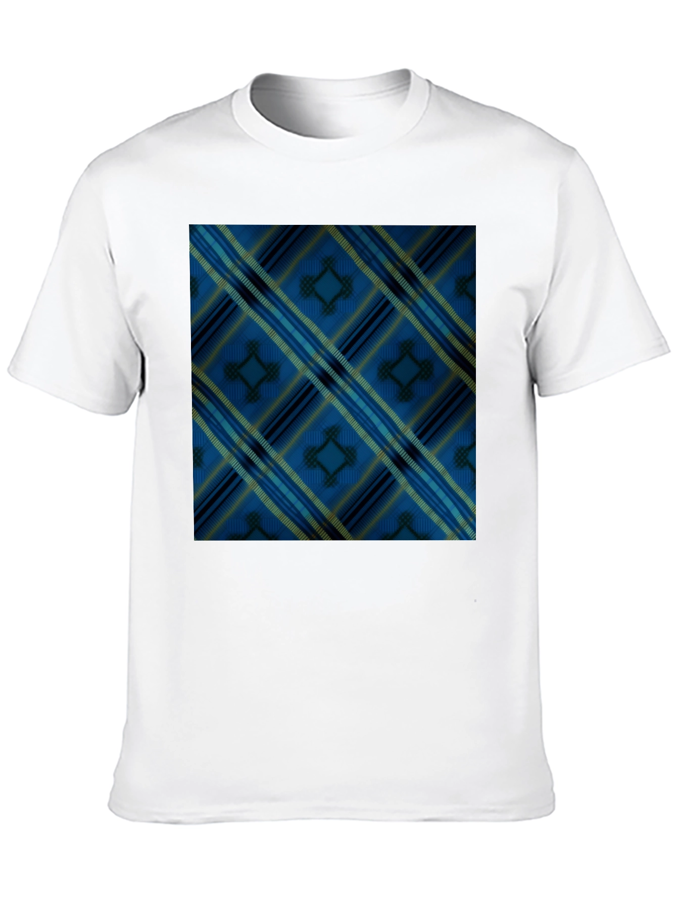 Black Blue Plaid Pattern Black T-Shirt view 10