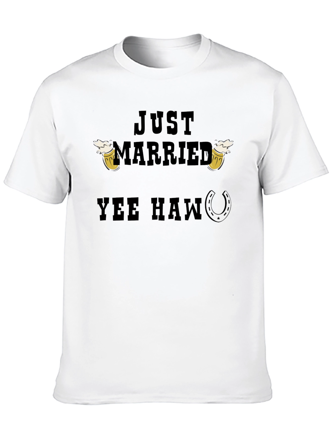 Black Just Married Yee Haw T-Shirt view 10
