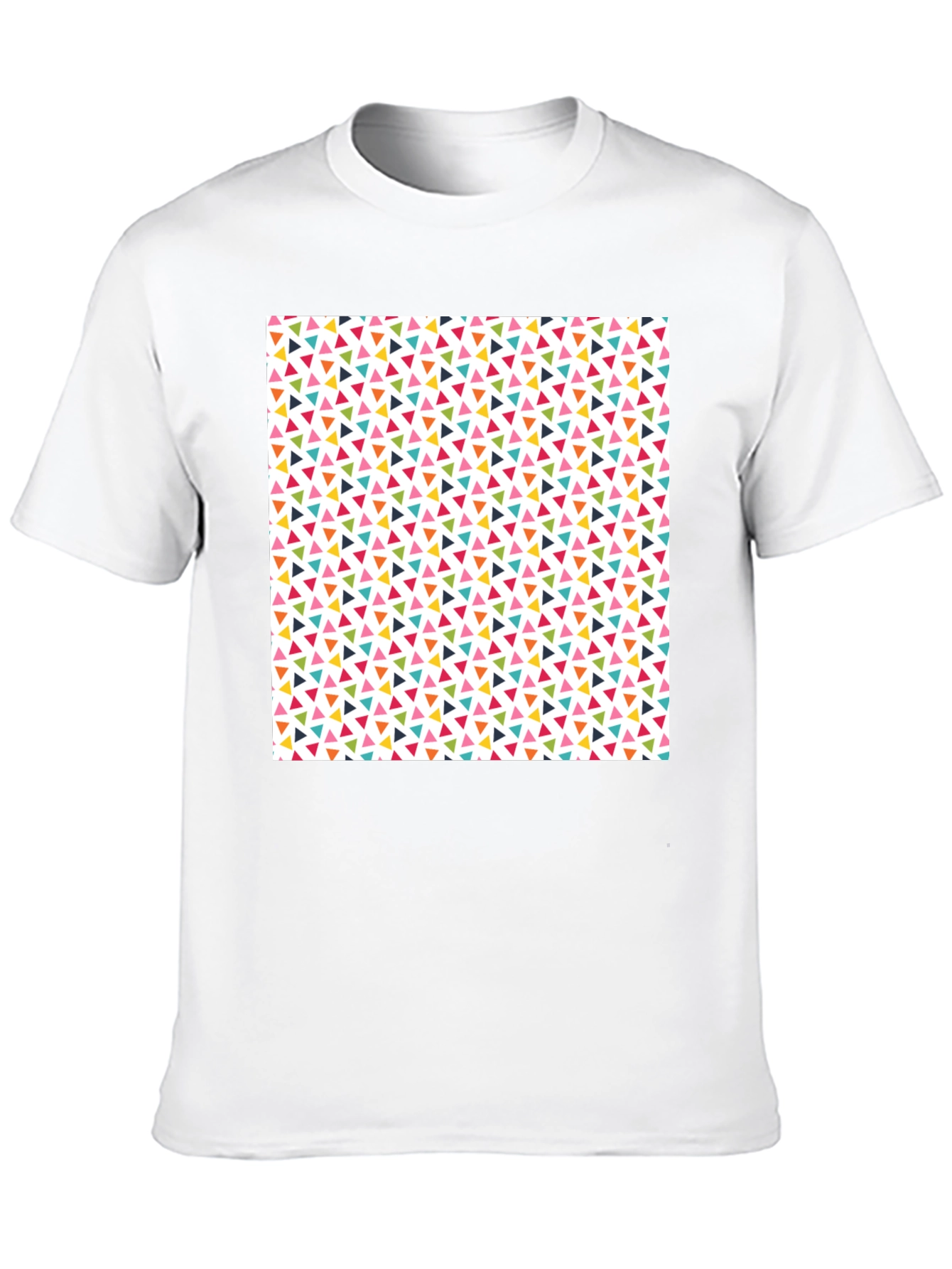 Black Fun Geometric Triangle Pattern Black T-Shirt view 10