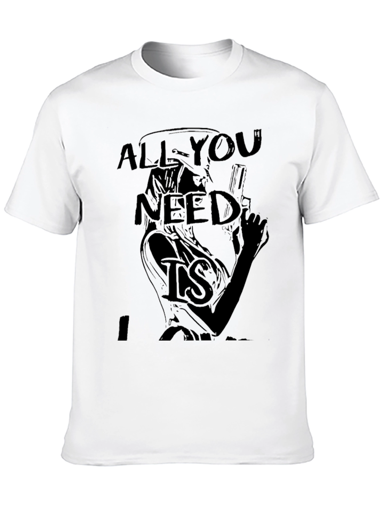 Black All You Need Is T-Shirt - Graphic Print Tee view 10