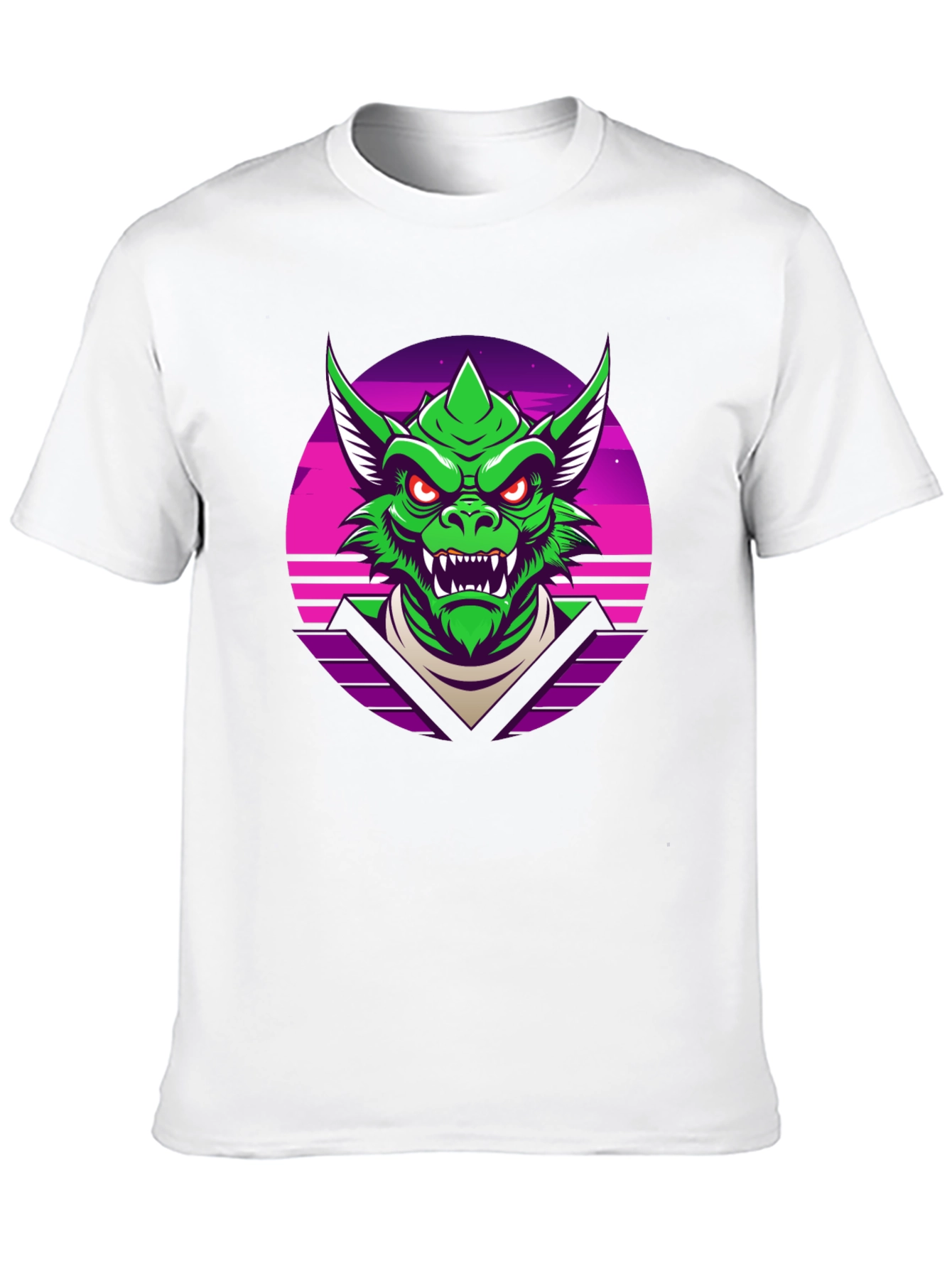 Black Retro Synthwave Dragon Graphic Tee view 10