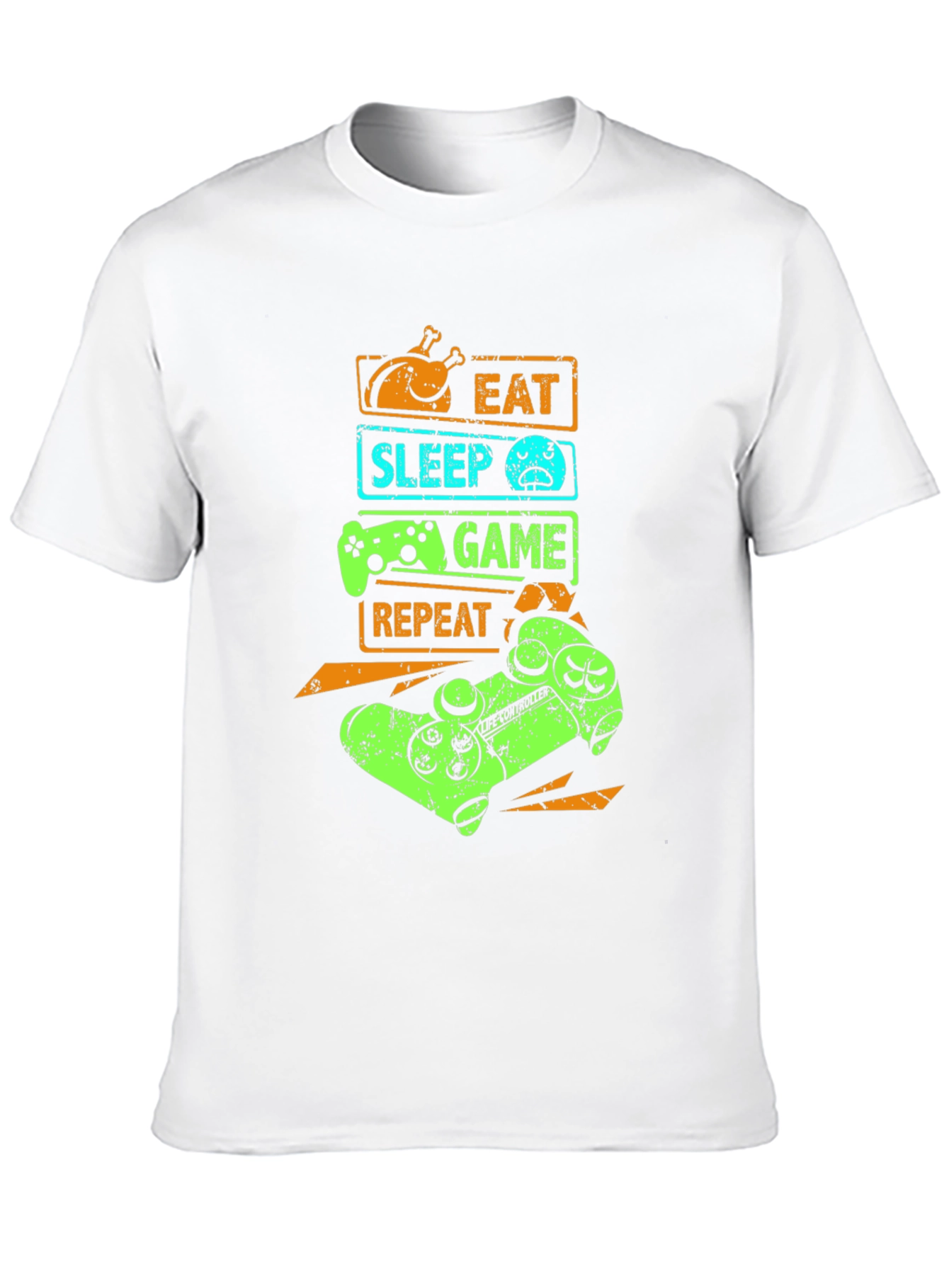 Black Eat Sleep Game Repeat Graphic T-Shirt view 10