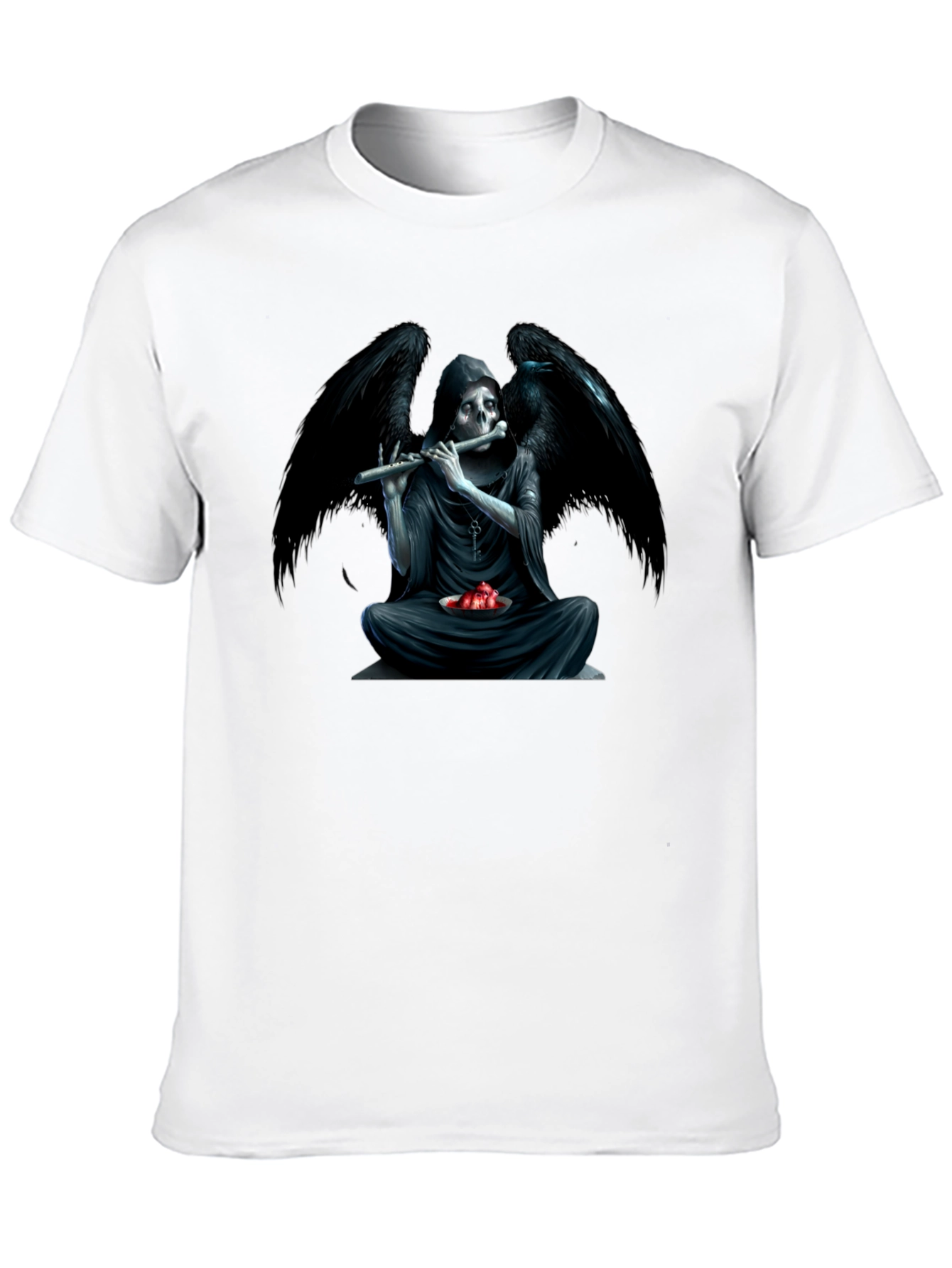 Black Grim Reaper Flute Graphic T-Shirt view 10