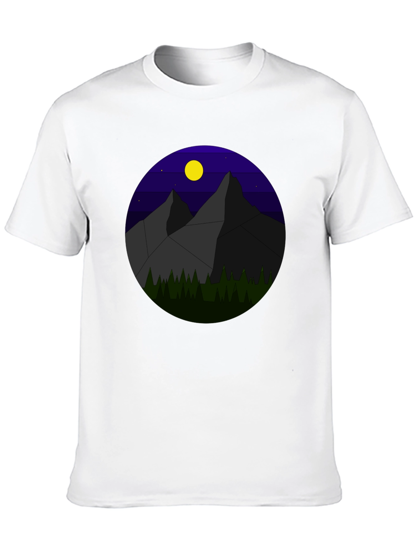 Black Geometric Mountain Nightscape T-Shirt view 10