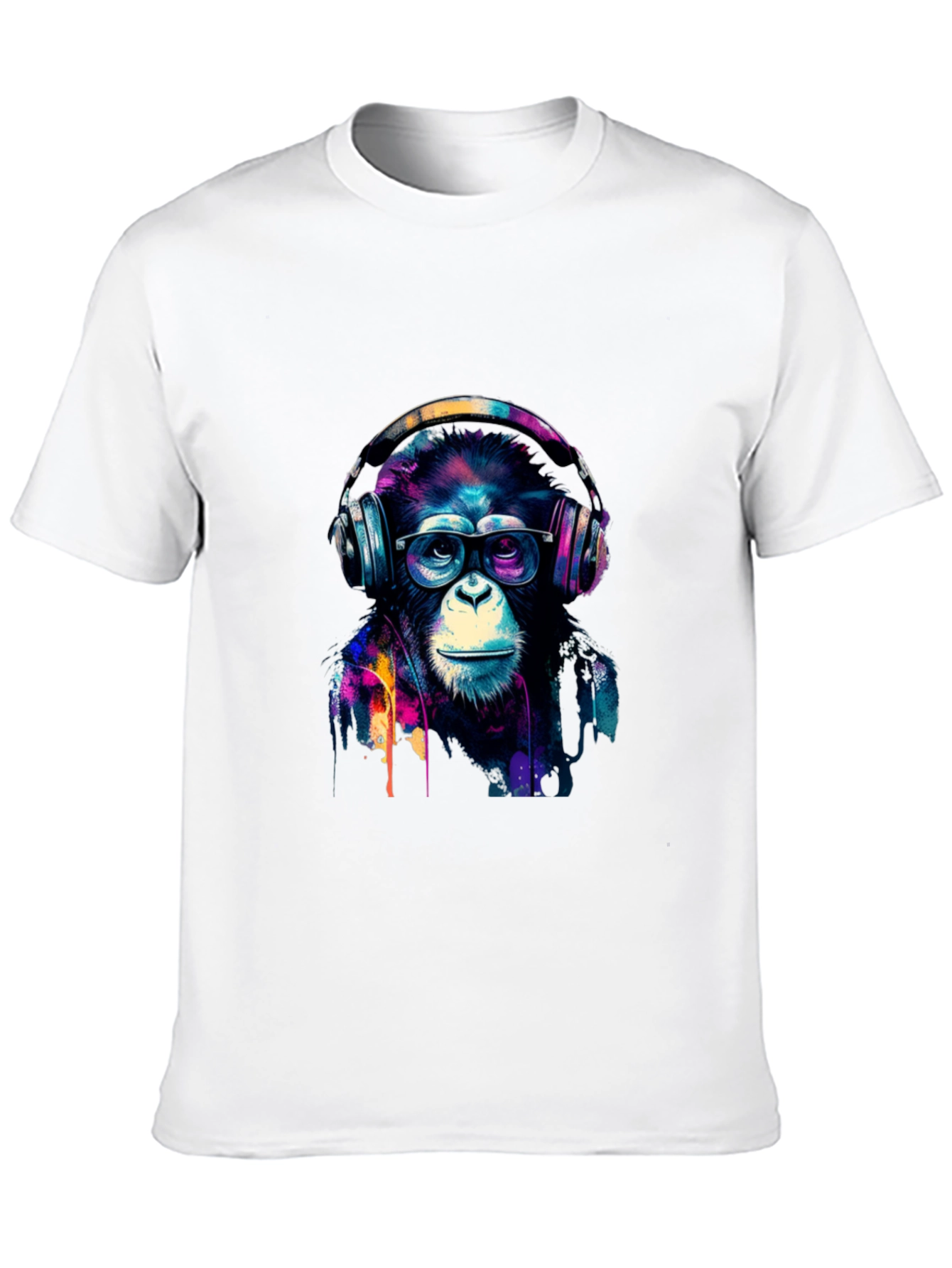 Black Cool Monkey Headphone Graphic Black T-Shirt view 10