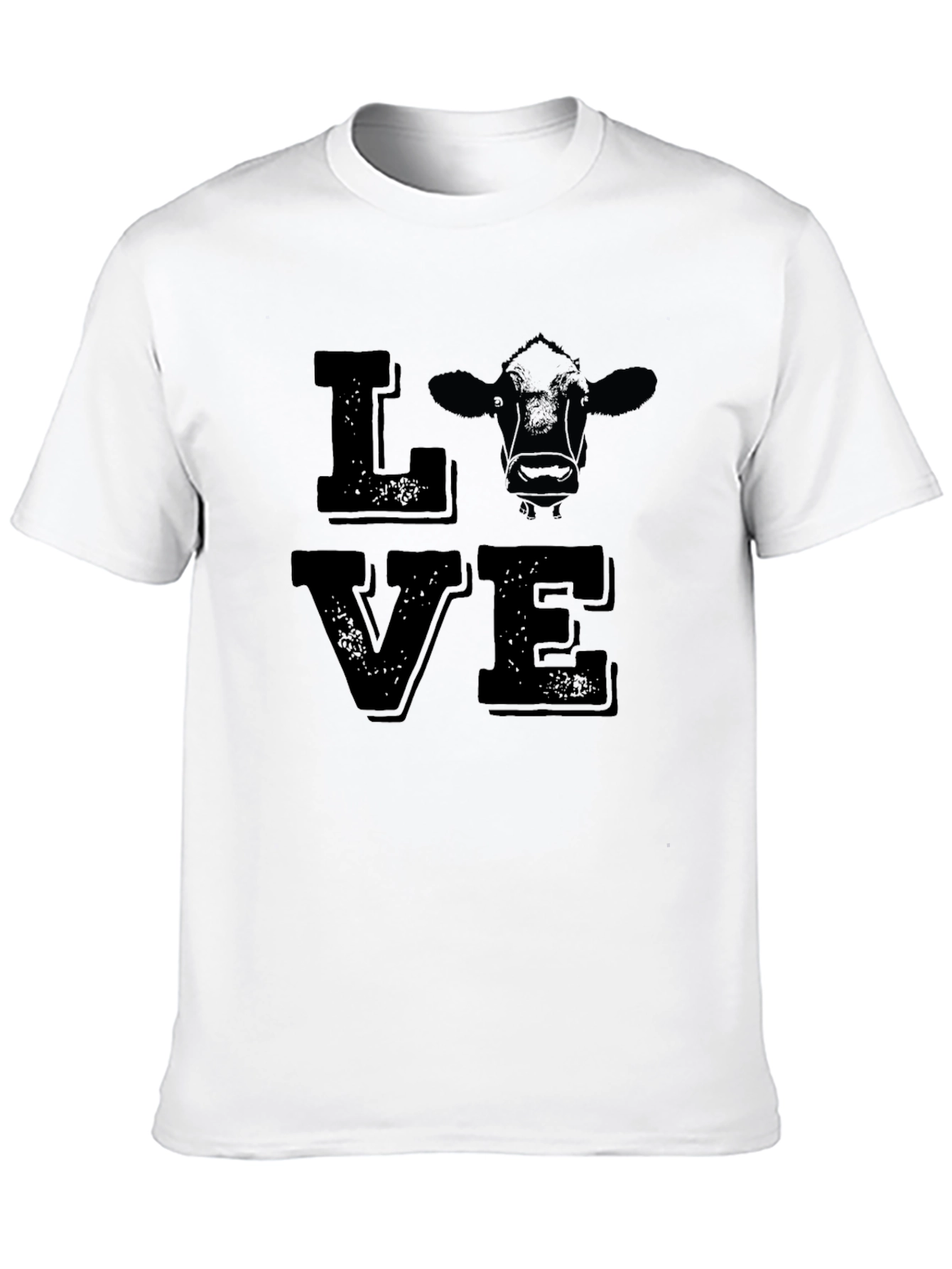 Black Love Cow Graphic Print Tee - Black Cotton T-Shirt view 10