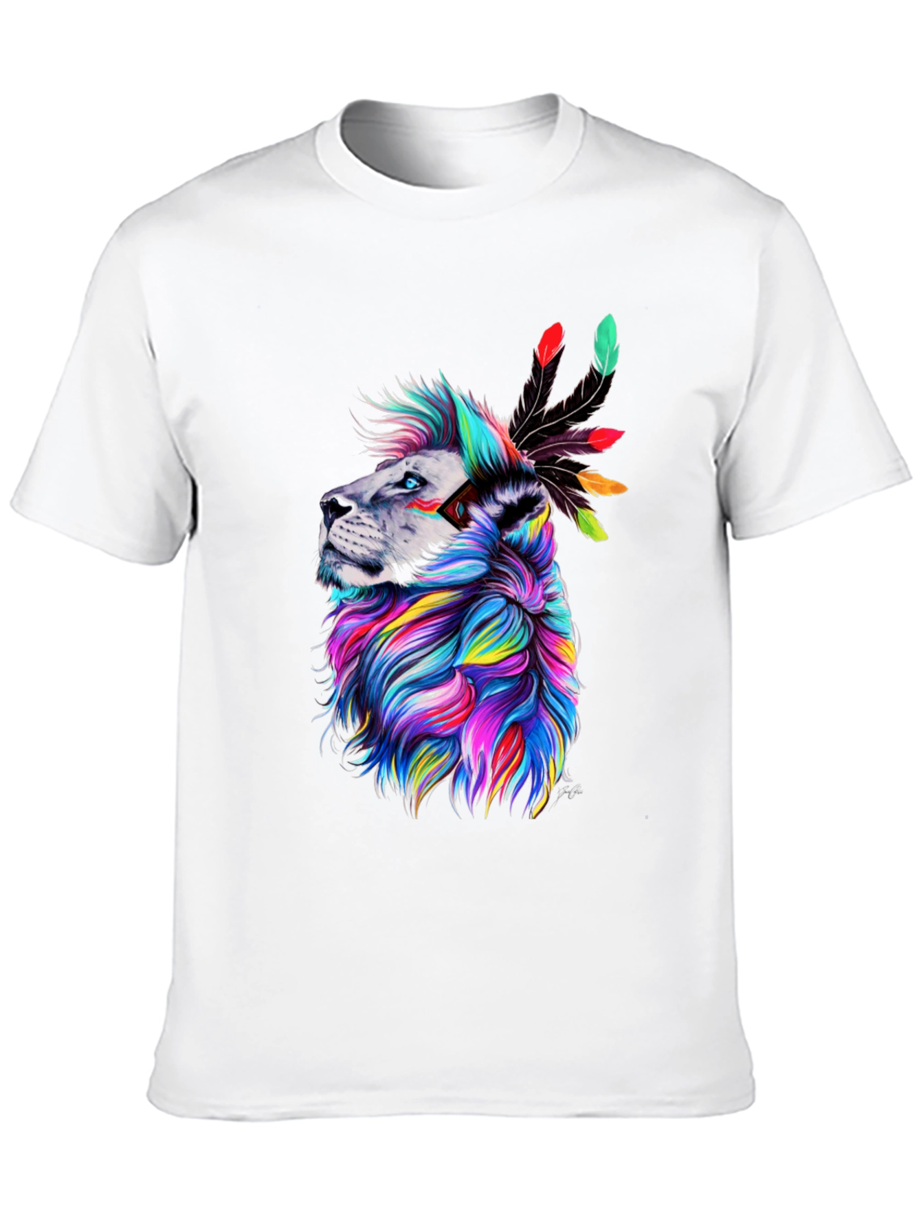 Black Colorful Lion Graphic Tee view 10