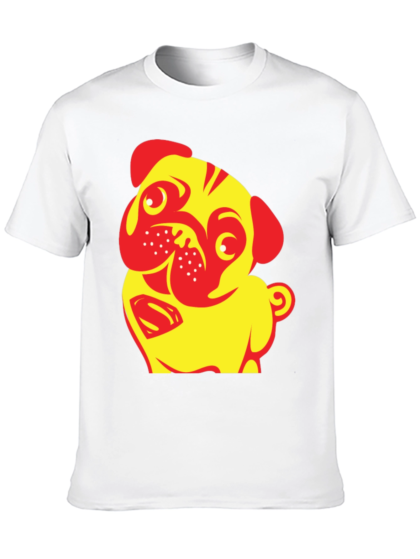 Black Pug-tastic Tee:  Yellow & Red Dog T-Shirt view 10