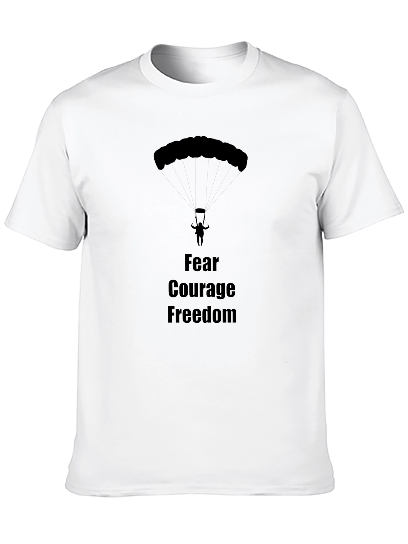 Black Fear Courage Freedom Skydiving Graphic T-Shirt view 10