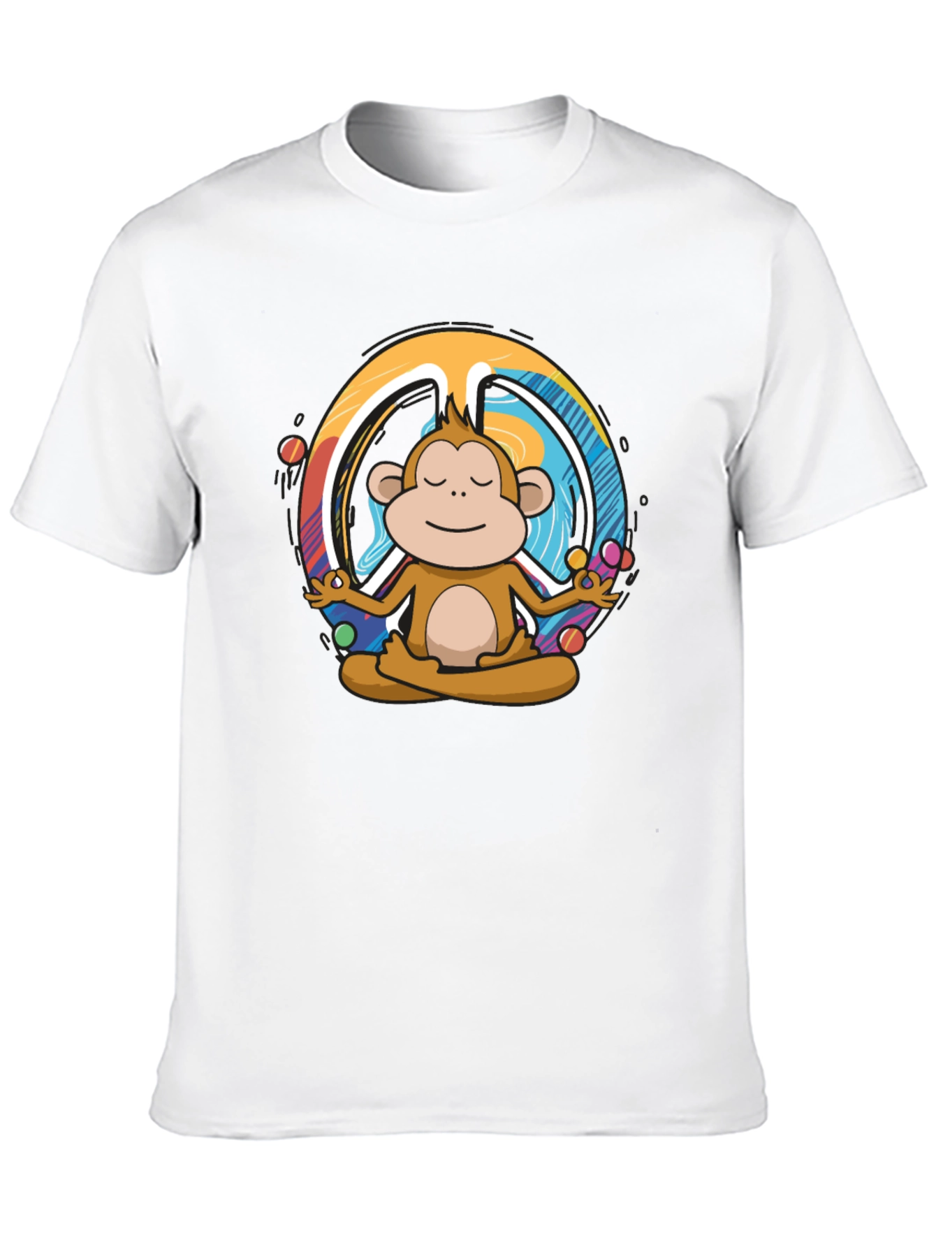Black Meditating Monkey Peace Sign Graphic Tee - Black view 10