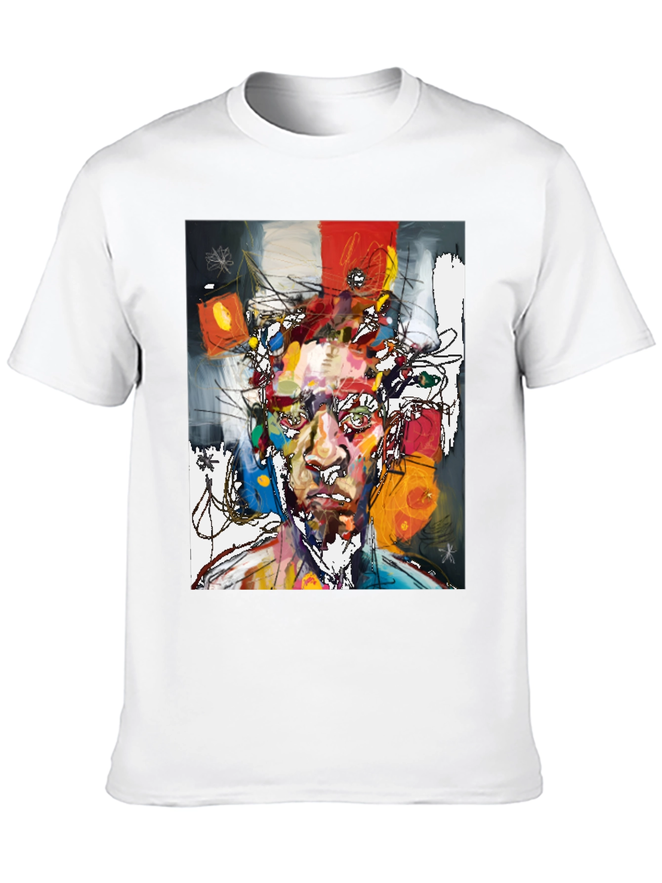 Black Abstract Art Portrait T-Shirt - Modern Graphic Tee view 10