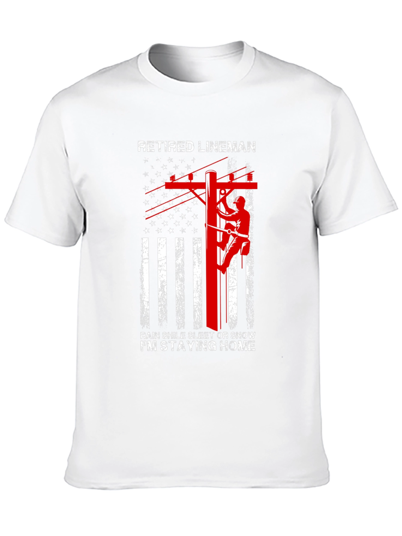 Retired Lineman T-Shirt - American Flag Design - 10