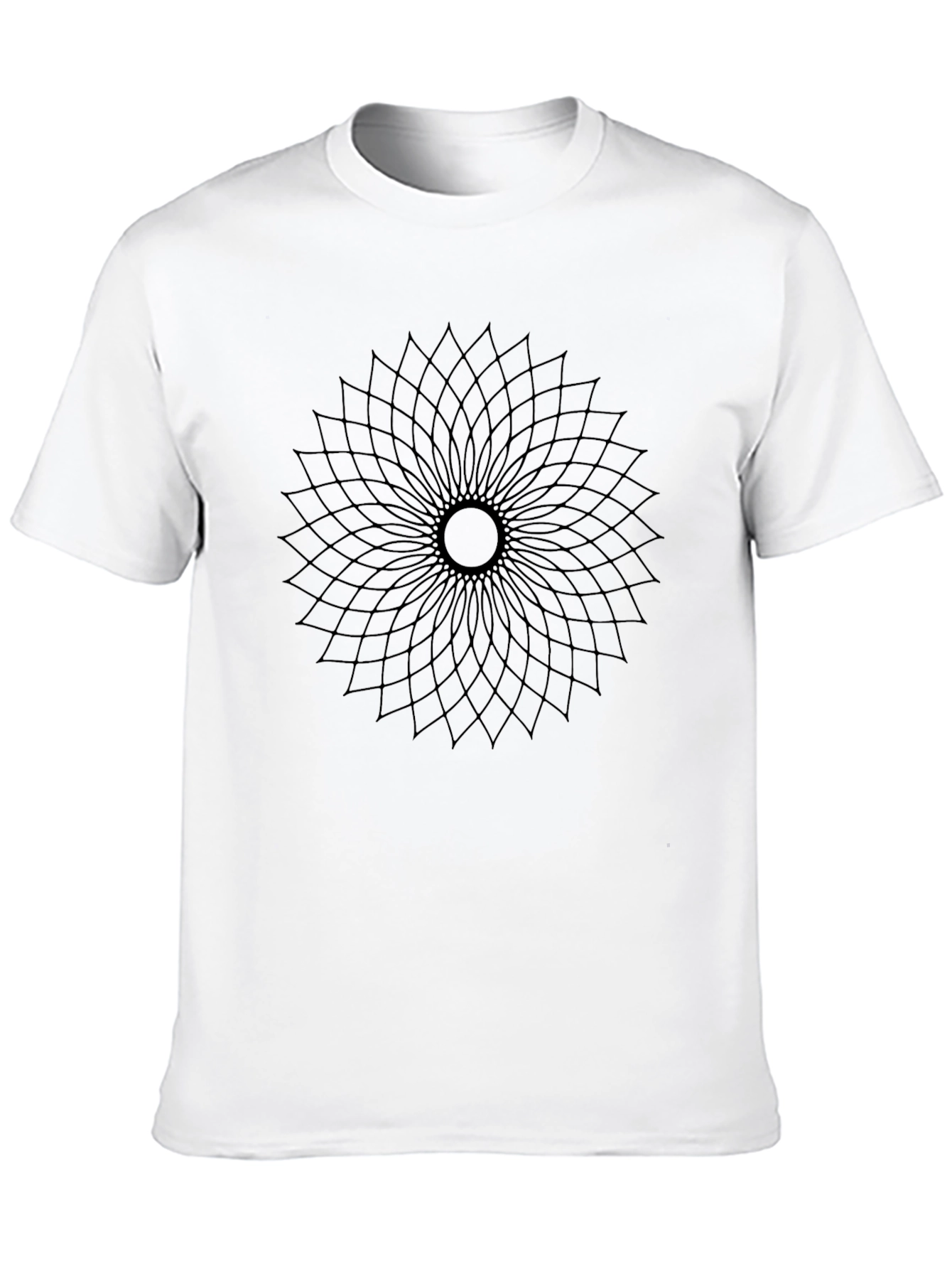 Black Geometric Flower T-Shirt - Modern Graphic Tee view 10