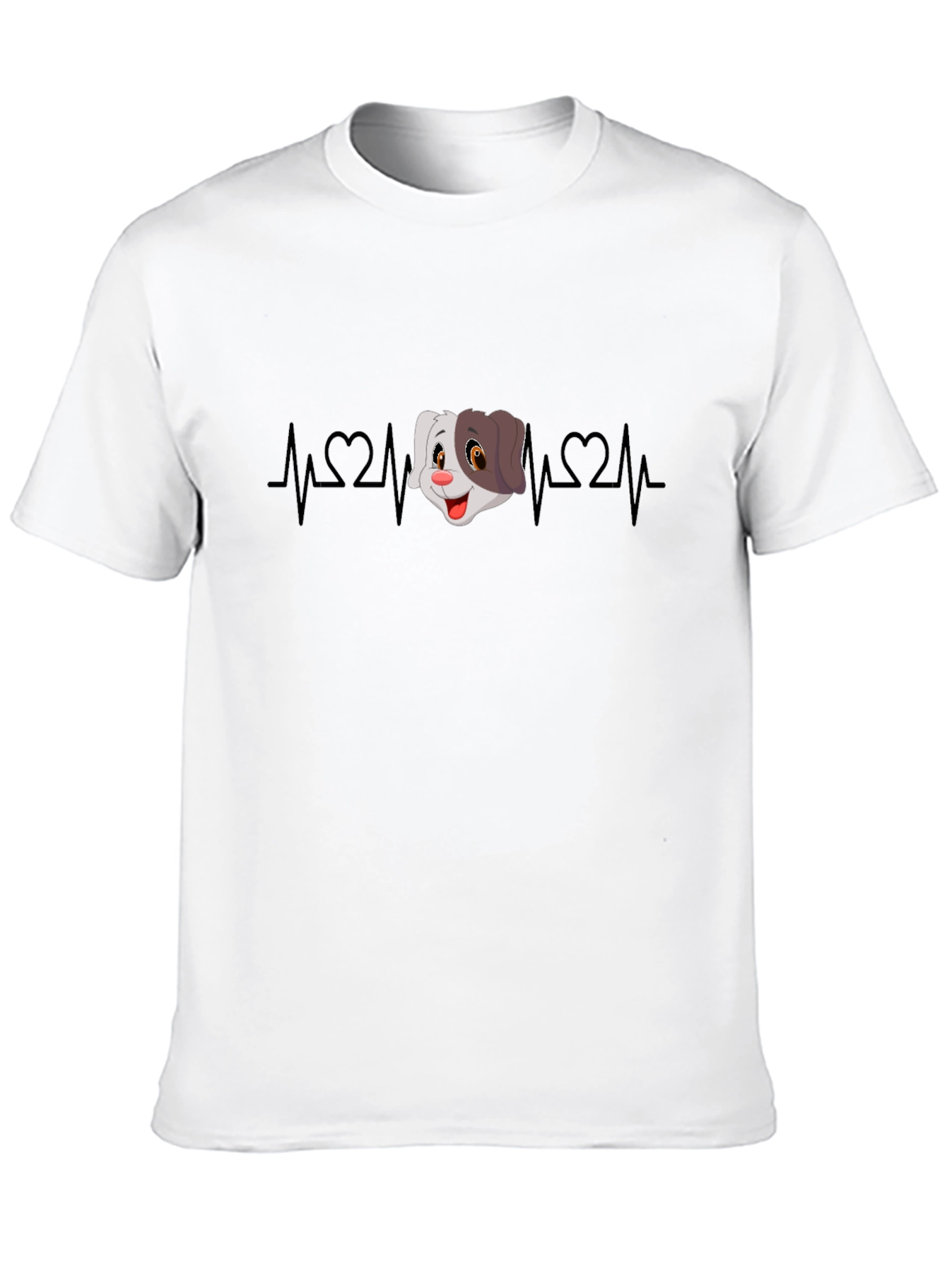 Black Cartoon Dog Heartbeat Graphic Tee view 10