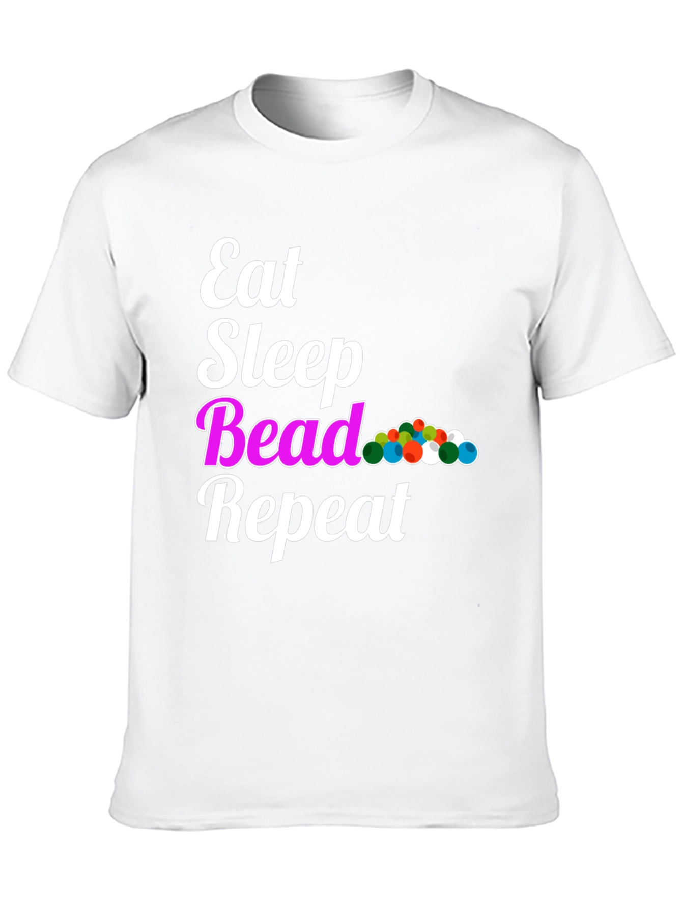 Black Eat Sleep Bead Repeat Black Graphic T-Shirt view 10