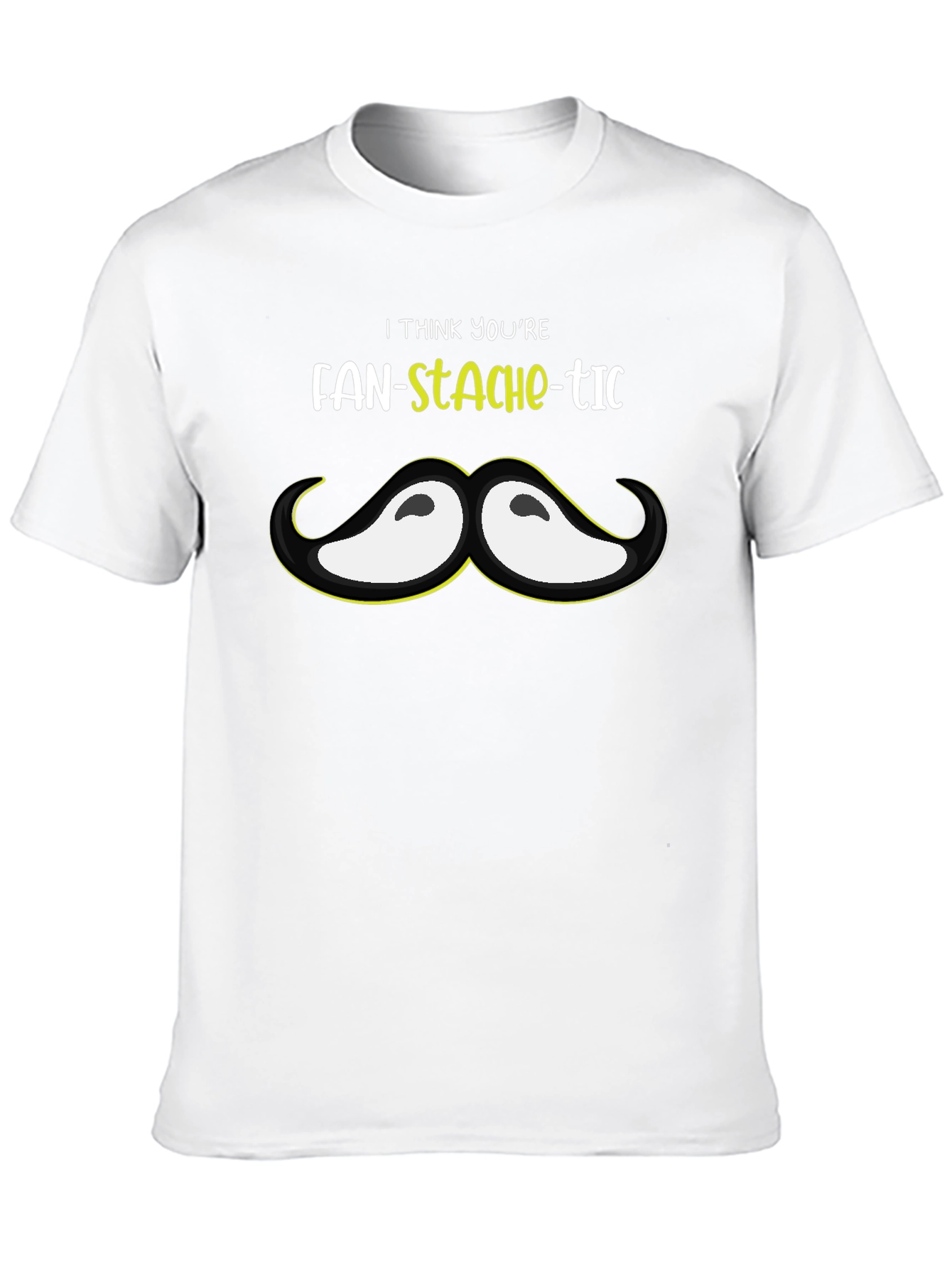 Black Fan-Stache-Tic Graphic Tee - Novelty Mustache T-Shirt view 10