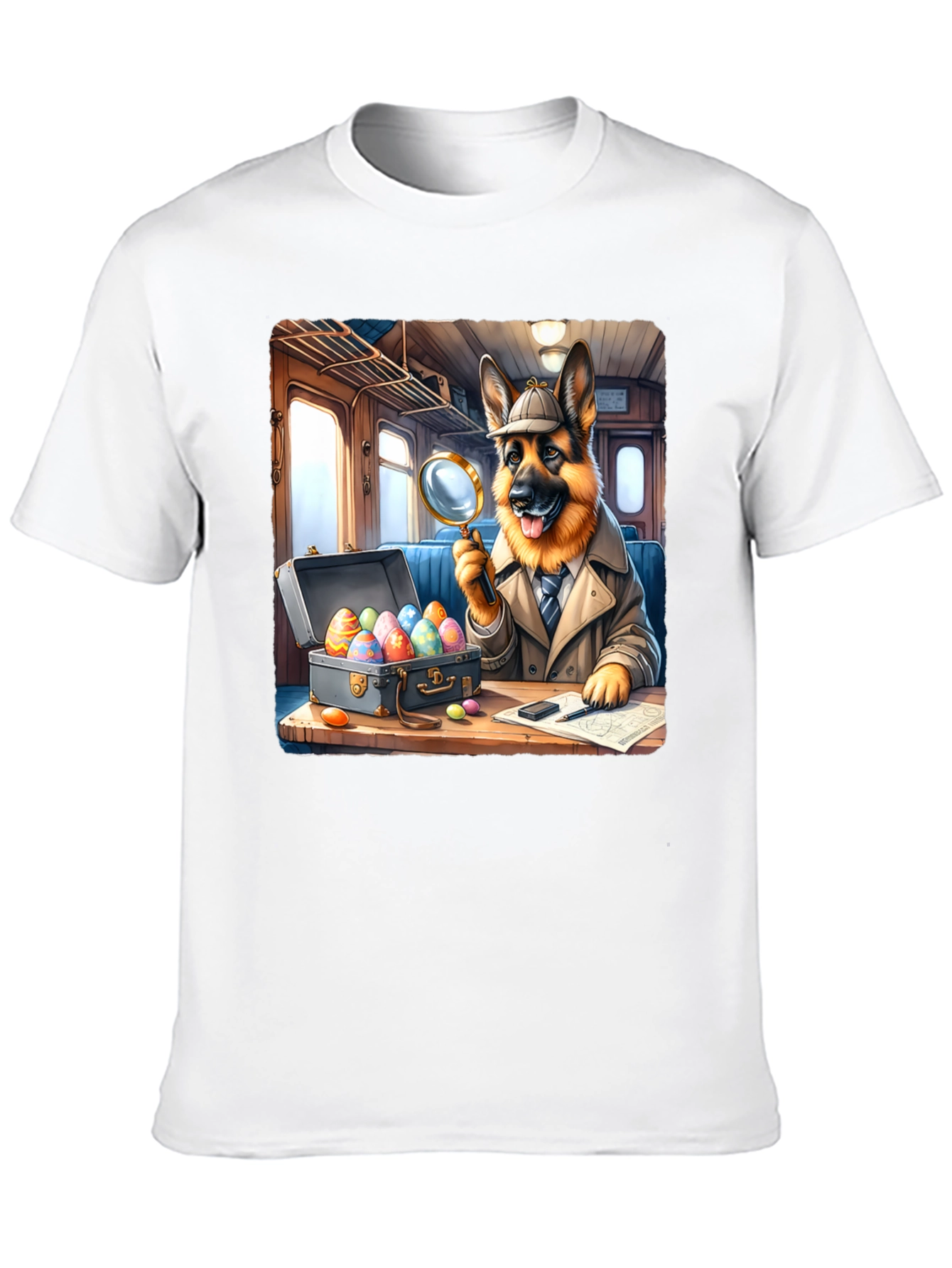 Black Detective Dog Easter Egg Hunt T-Shirt view 10