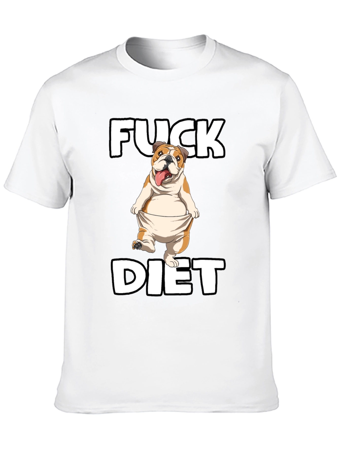 Black Funny 'Fuck Diet' Bulldog Graphic T-Shirt view 10