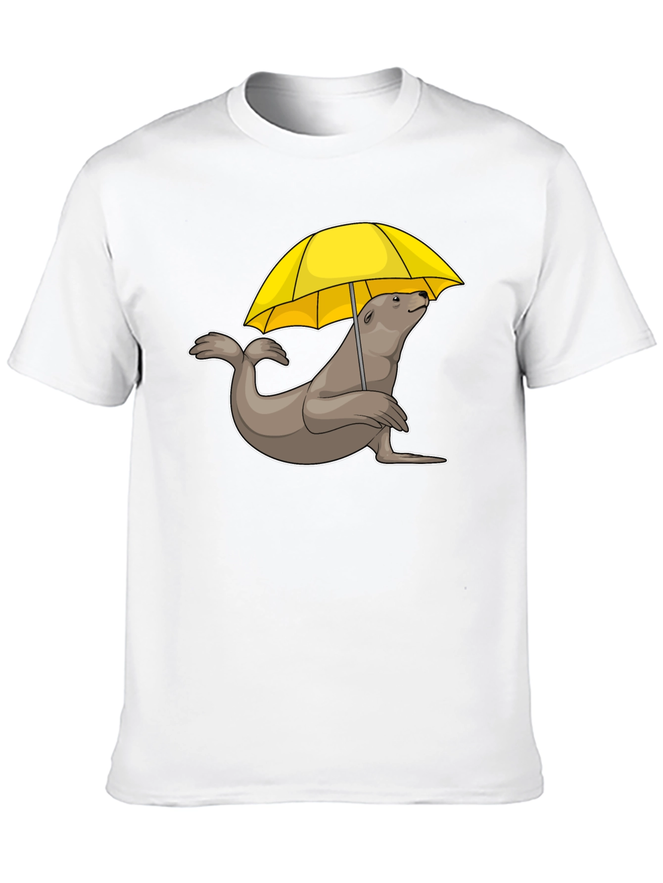 Black Seal with Umbrella T-Shirt - Black Cotton Tee view 10