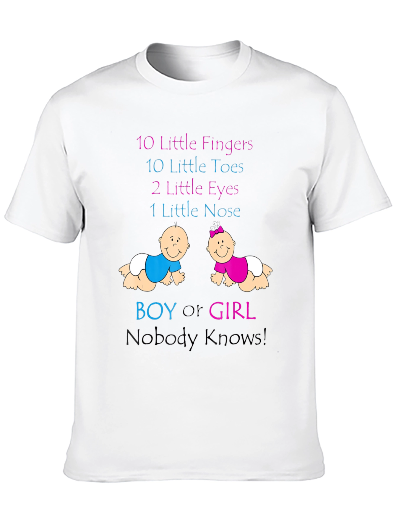 Black Baby Gender Reveal T-Shirt - Boy or Girl Nobody Knows! view 10