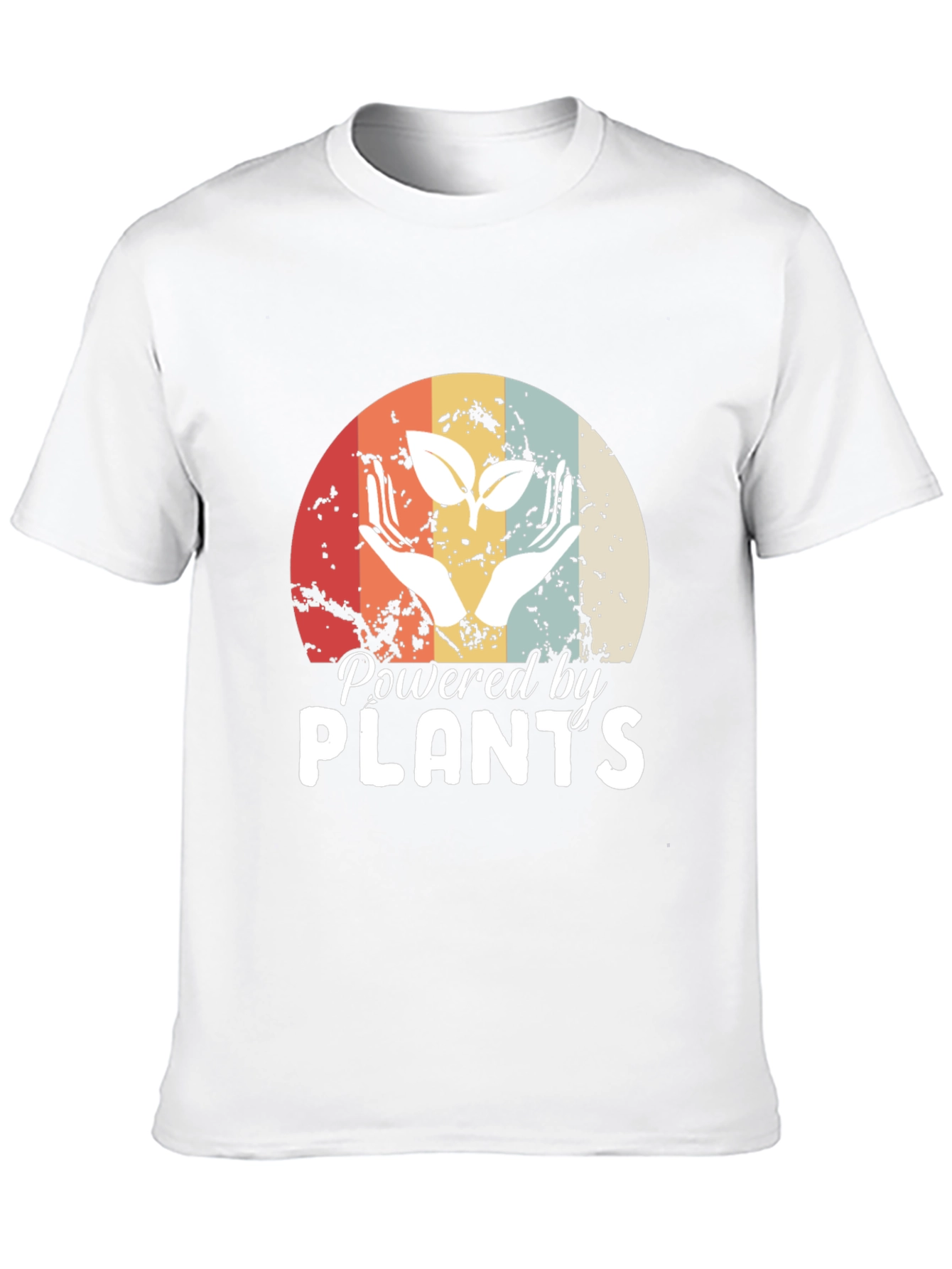 Black Powered by Plants T-Shirt - Retro Vegan Tee view 10