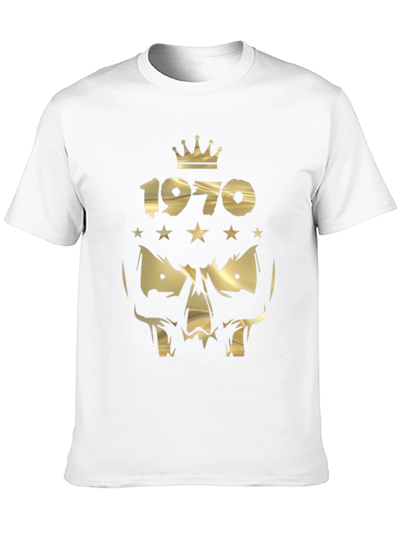 Black 1970 Skull King Gold Print Men's Black T-Shirt view 10